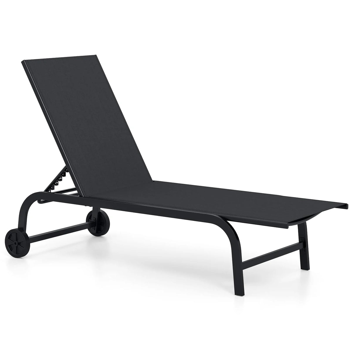 Tangkula Lounge Chair Outdoor 6-Position Recliner Metal Frame Breathable Fabric (1/2)