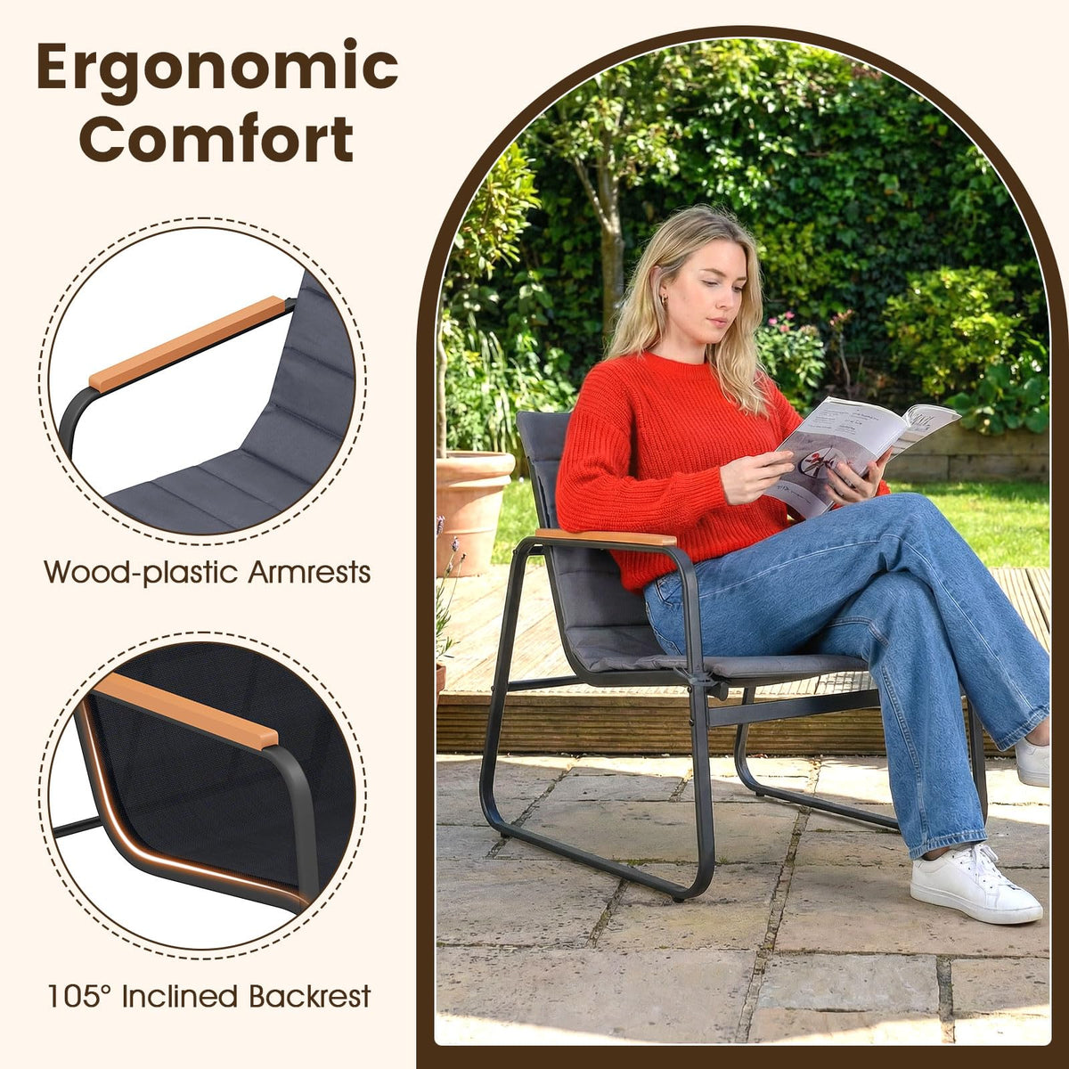 Tangkula 3 Pieces Patio Bistro Set Outdoor Fabric Conversation Set