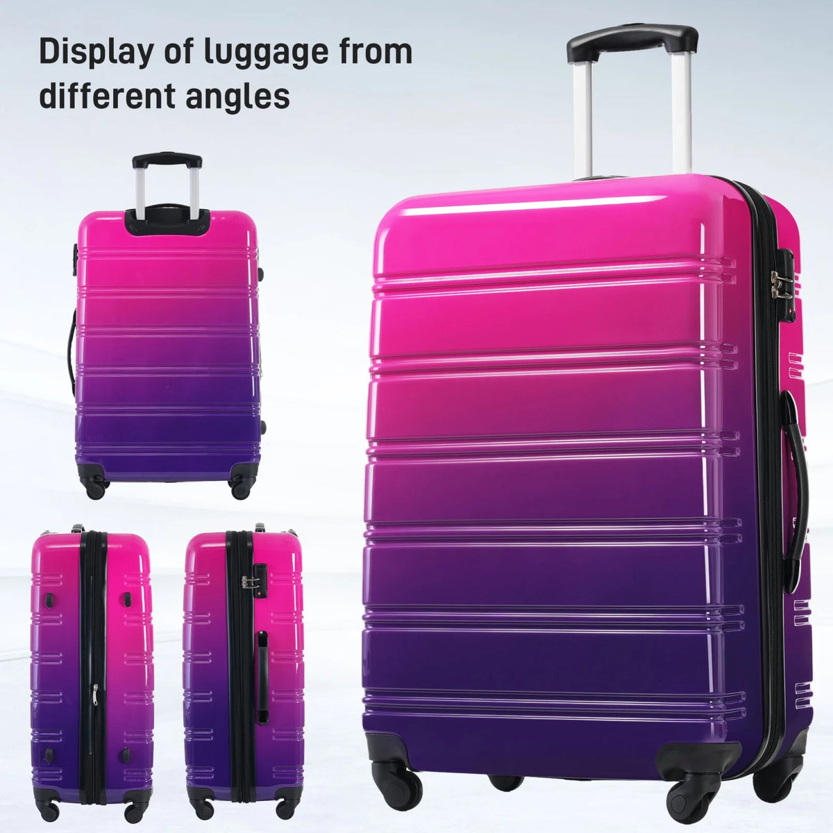3 Piece Luggage Sets, Hard Shell Suitcase 20/24/28 in with TSA Lock and Spinner Wheels, Expandable Lightweight Travel Luggage for Men Women, Multicolor Purple