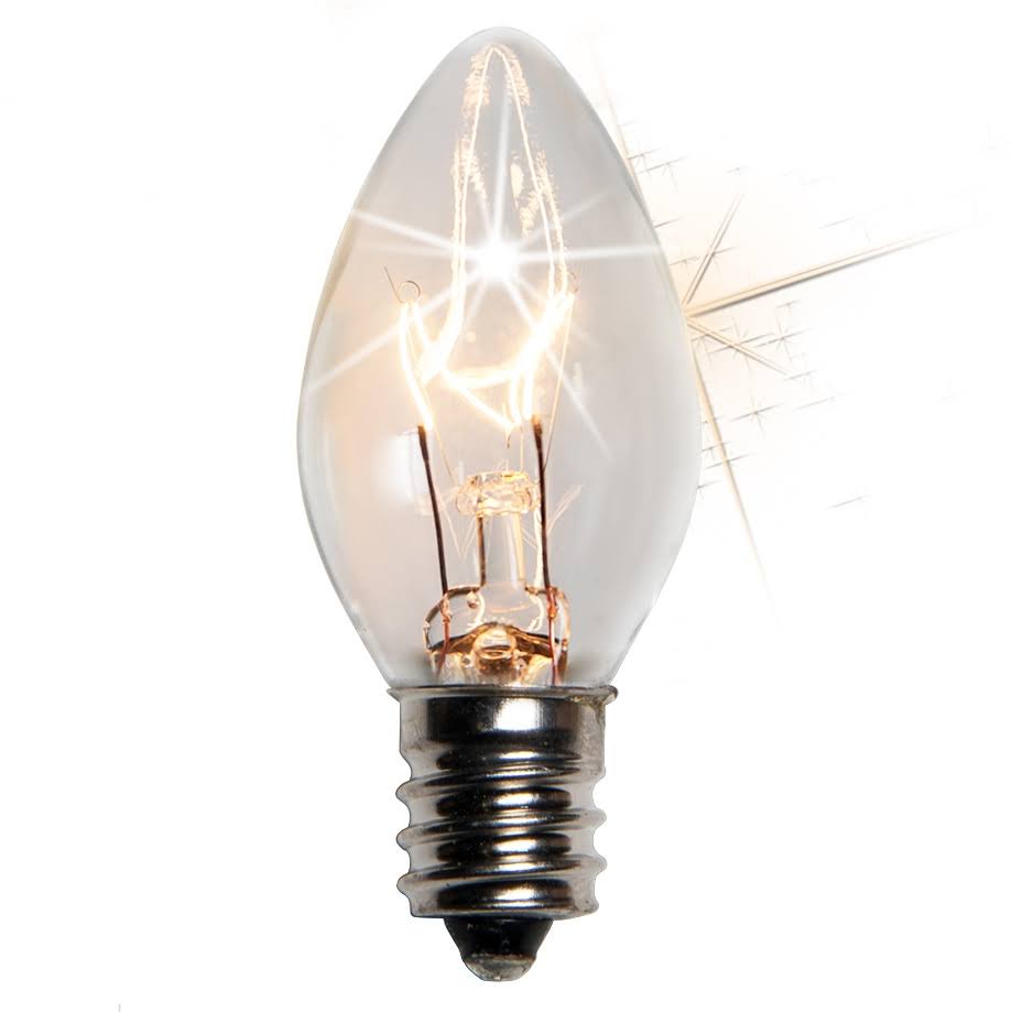 Wintergreen C7 Twinkle Transparent Clear, 7 Watt Light Bulbs