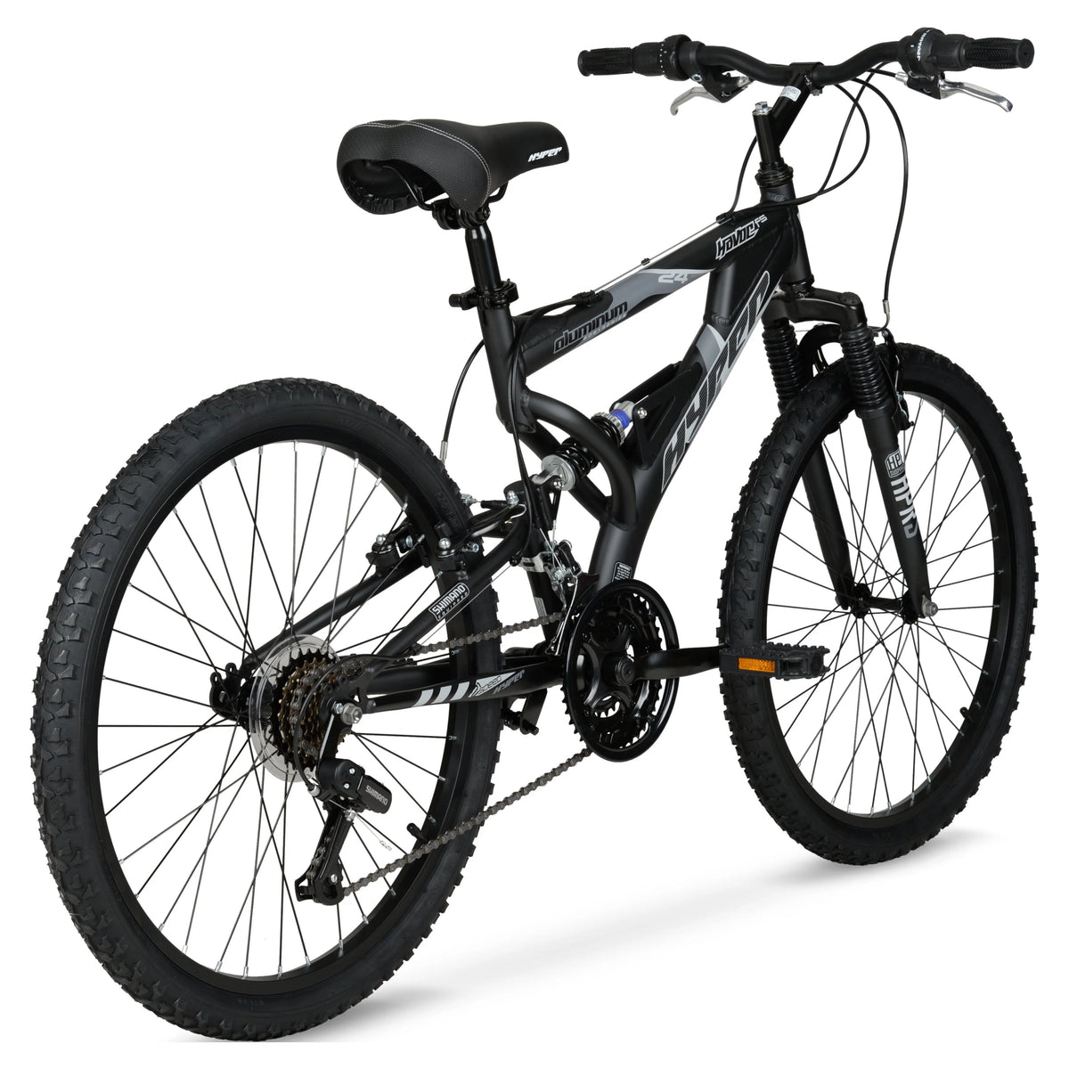 24" Hyper Bicycles Havoc Mountain Bike, Youth/Adult, Recommended Ages 10 - 14 Years Old, Black