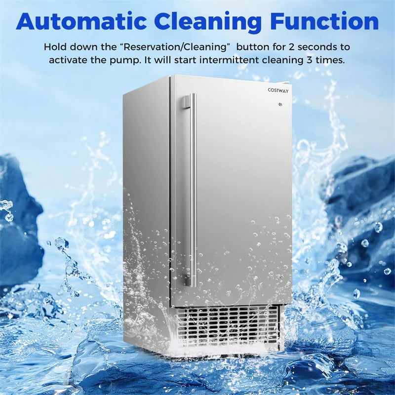 110 LBS/24H Commercial Ice Maker, 15" Built-in Undercounter Ice Machine with 25 LBS Storage & Reversible Door for Home Bar, Restaurant