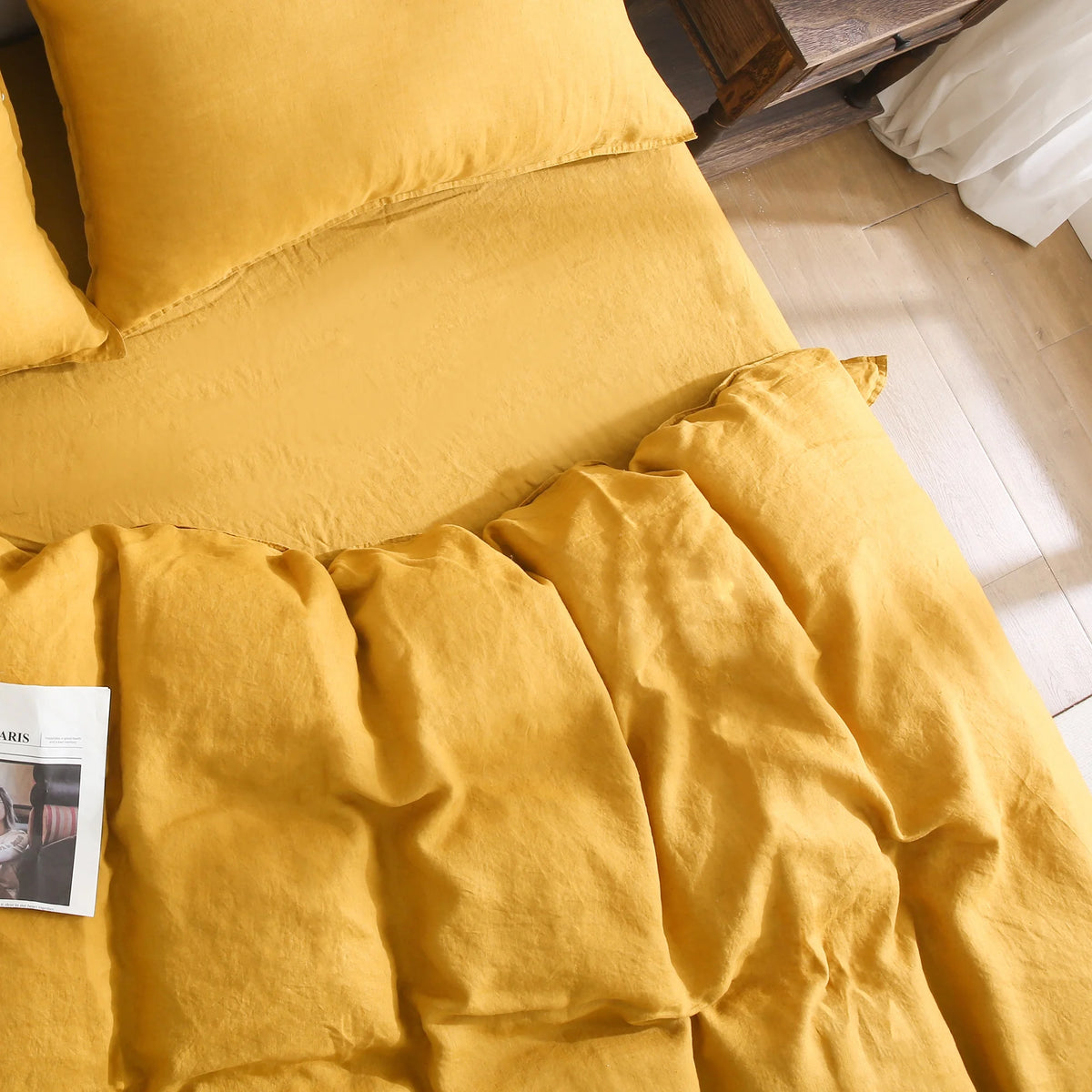 100% Pure Linen Duvet Cover with Button Closure and Corner Ties Soft & Breathable - Natural Full/Queen