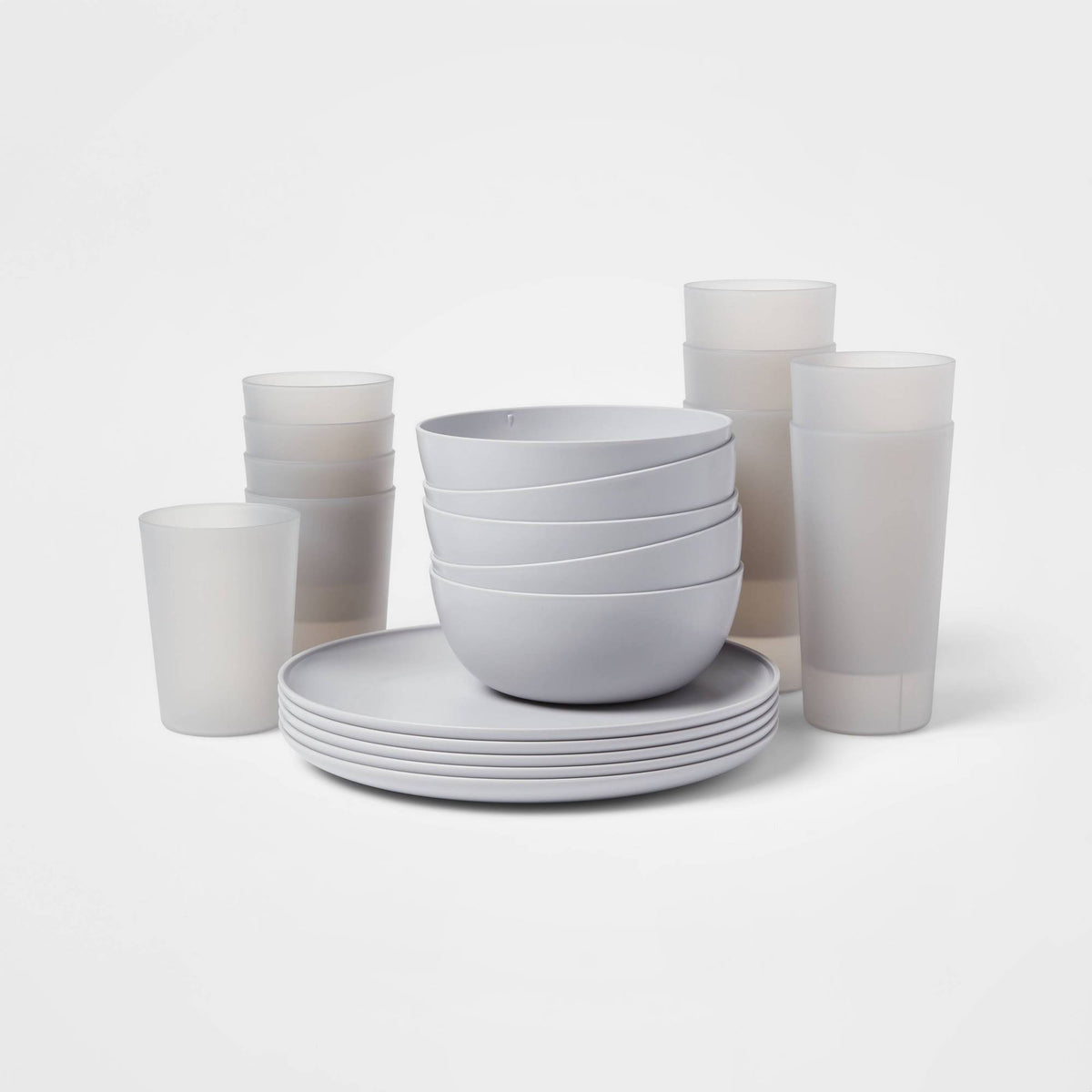 20pc Plastic Dinnerware Set Gray - Room Essentials