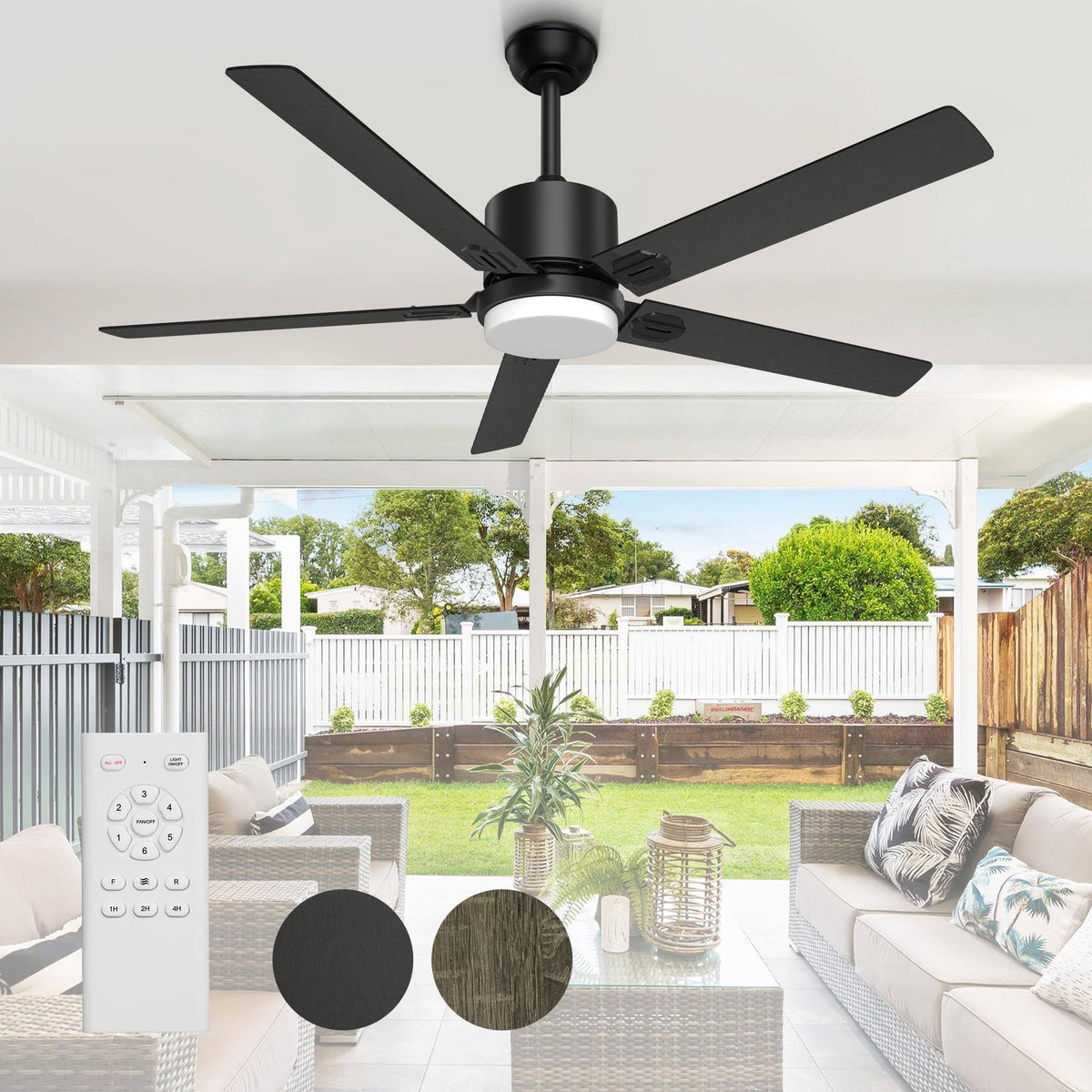 BECLOG Ceiling Fan with Light, 60" Ceiling Fans with Remote Indoor Outdoor DC Motor Modern Ceiling Fan with Light LED for Dining Room, Bedroom,