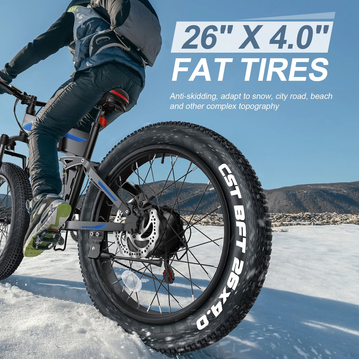 Totguard 26"x4" Electric Bike, Fat Tire 500W Ebike, Foldable Electric Bicycles E Bikes for Adults Electric 48V 10ah Battery, Dual Shock Absorber, Lockable Fork UL2849