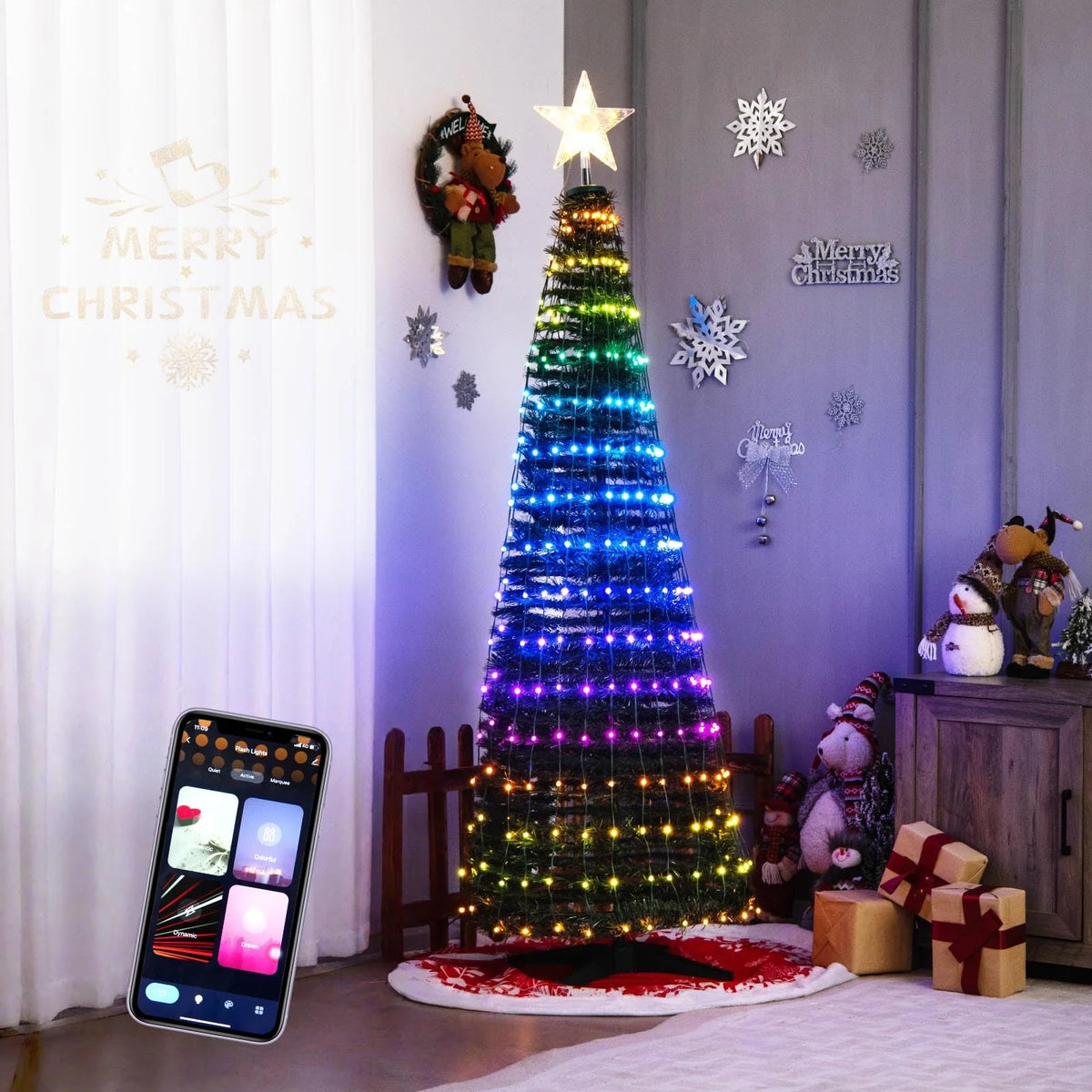 Tangkula 6.2FT Pop-Up Christmas Tree with 282 LED Lights