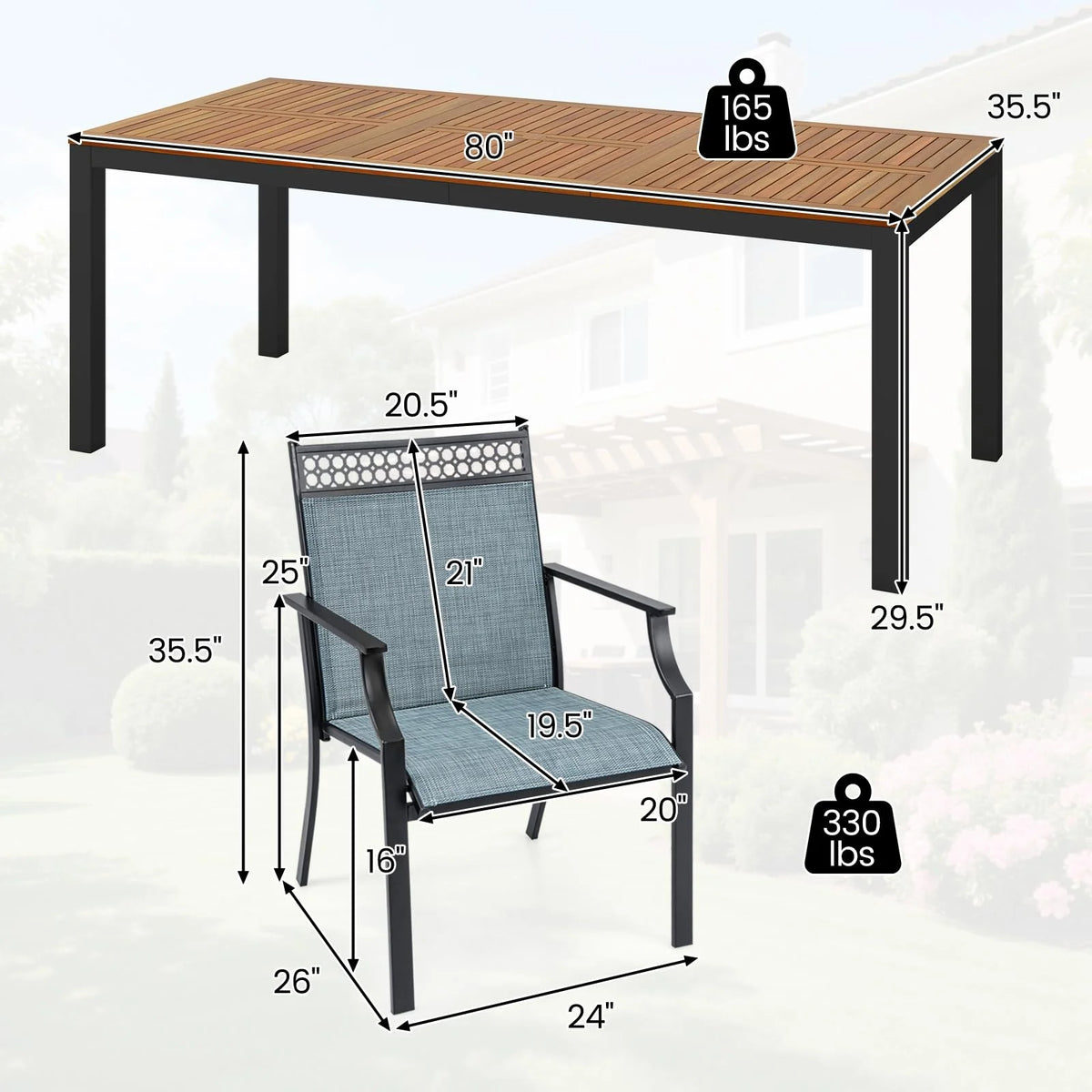 Tangkula 9 Pieces Patio Dining Set for 8 Outdoor Rectangular Patio Table