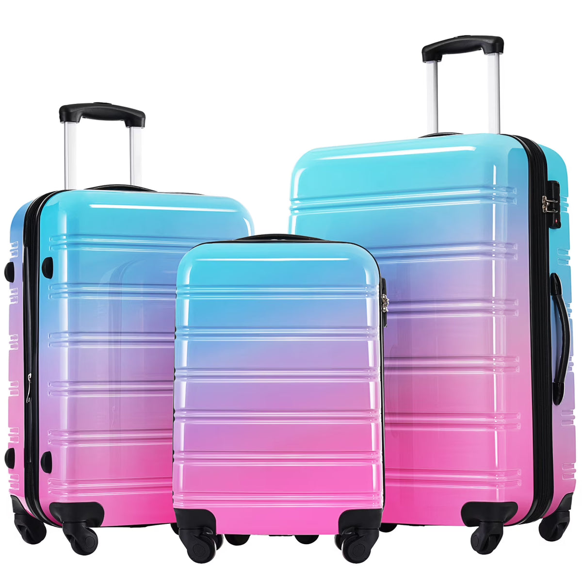 3 Piece Luggage Sets, Hard Shell Suitcase 20/24/28 in with TSA Lock and Spinner Wheels, Expandable Lightweight Travel Luggage for Men Women, Multicolor Purple