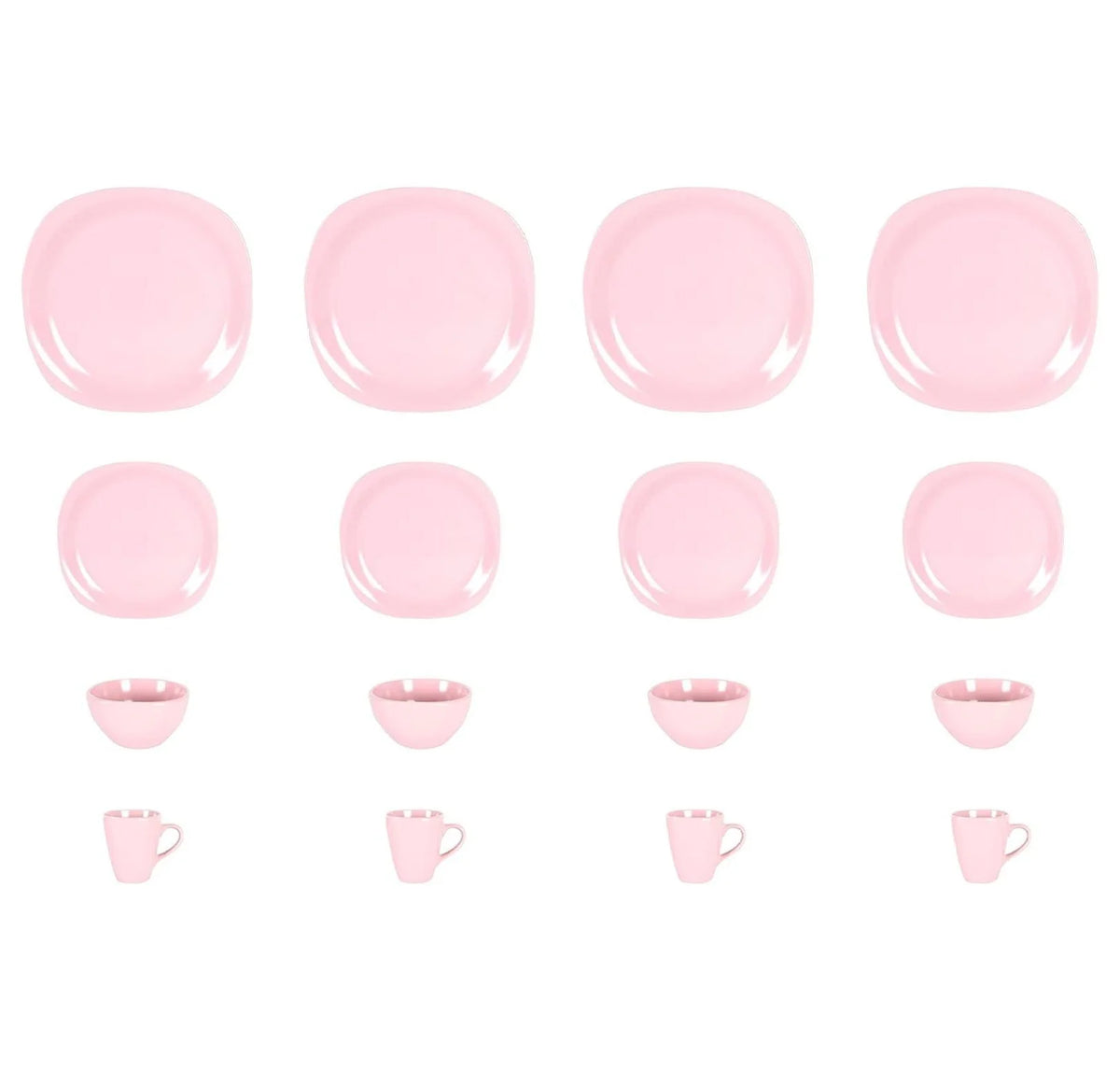 Stoneware Square 16pc Dinnerware Set, Matte Rosé