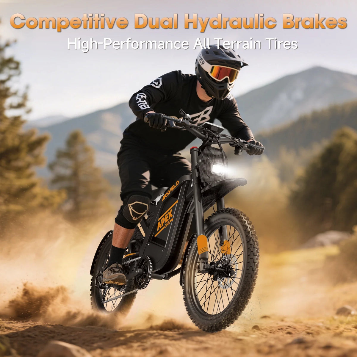 Arkveld Electric Bike for Adults, Peak - 3000W, Max 40MPH and 80miles Electric Motorcycle, 25" Fat Tire Dirt Bike, APEX1 7 - Speed E - Bike,white