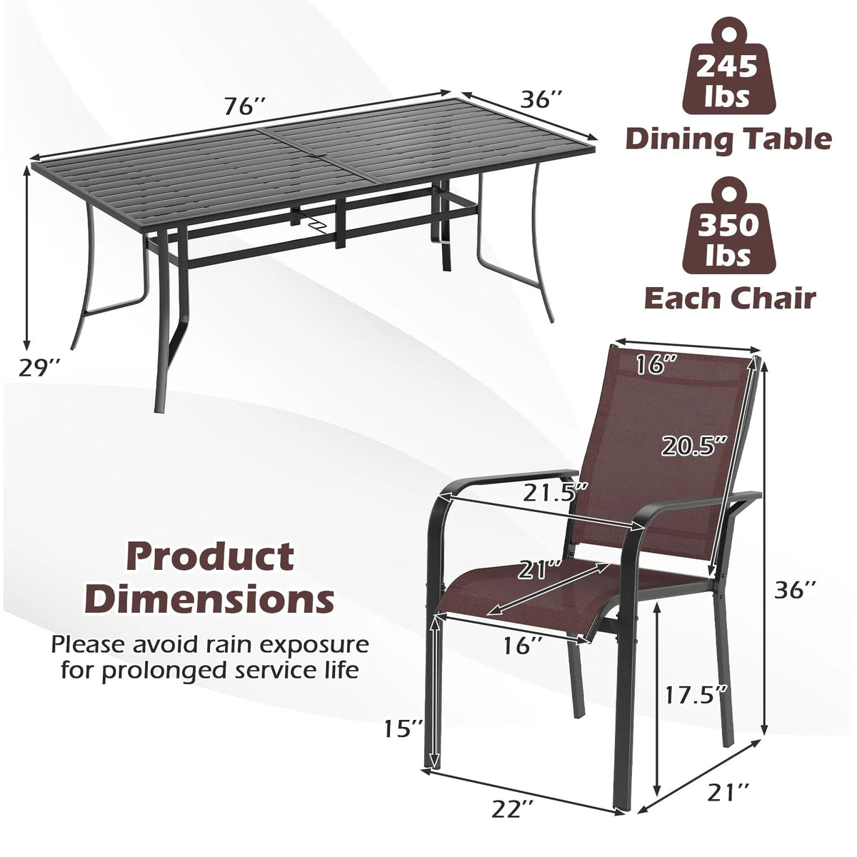 Tangkula 9 Pieces Patio Dining Set for 8