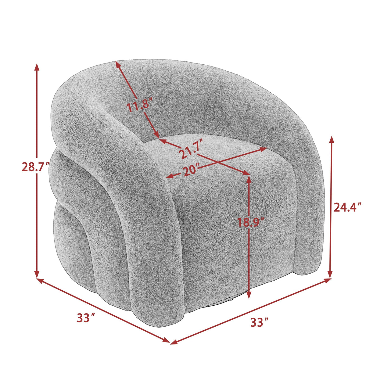 360 Swivel Accent Chair for Living Room, Boucle Barrel Armchair Single Sofa Chair Reading Chair, Sage Green