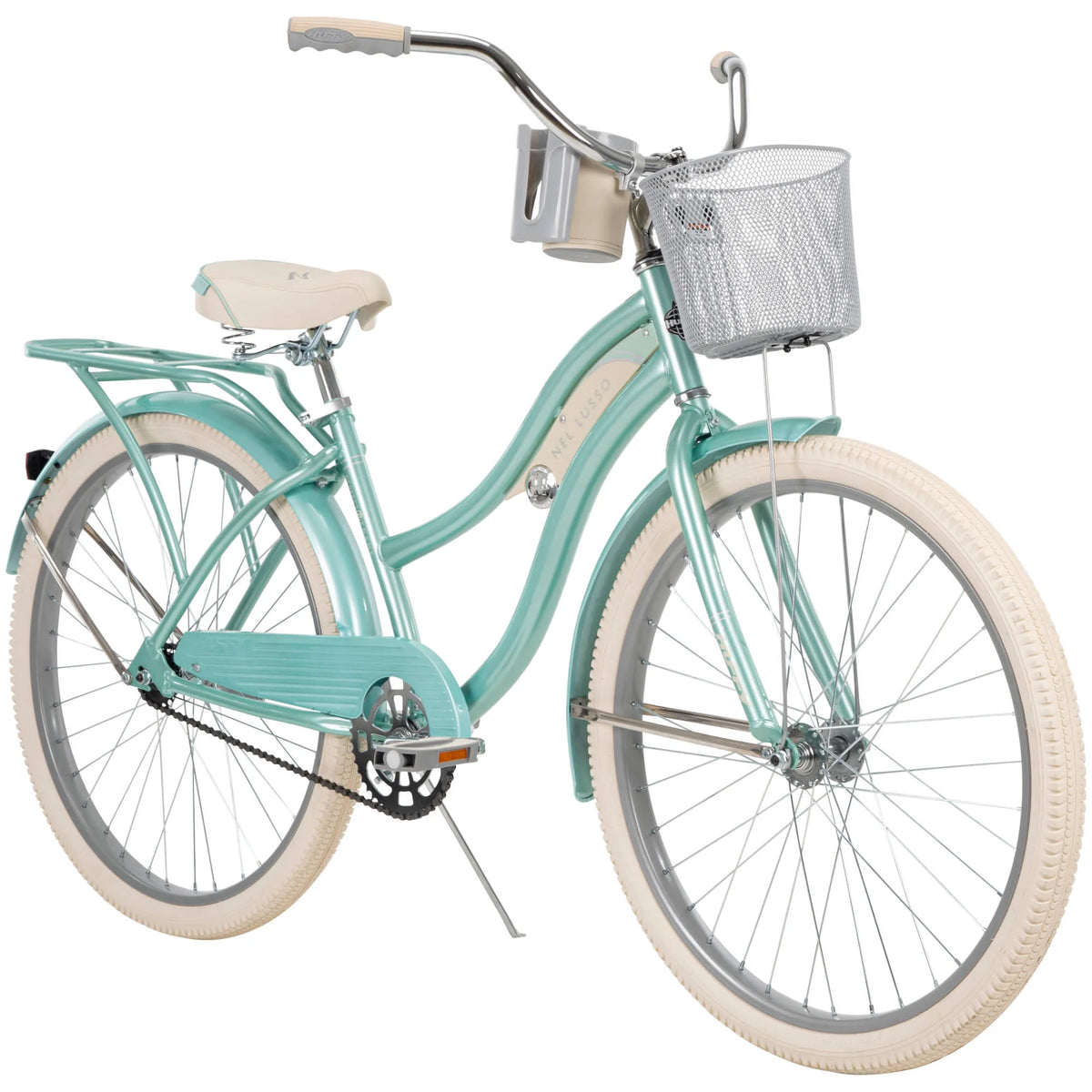 26 In. Nel Lusso Women'S Classic Beach Cruiser Bike, Mint Green