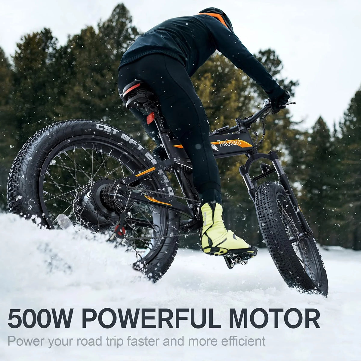 Totguard 26"x4" Electric Bike, Fat Tire 500W Ebike, Foldable Electric Bicycles E Bikes for Adults Electric 48V 10ah Battery, Dual Shock Absorber, Lockable Fork UL2849