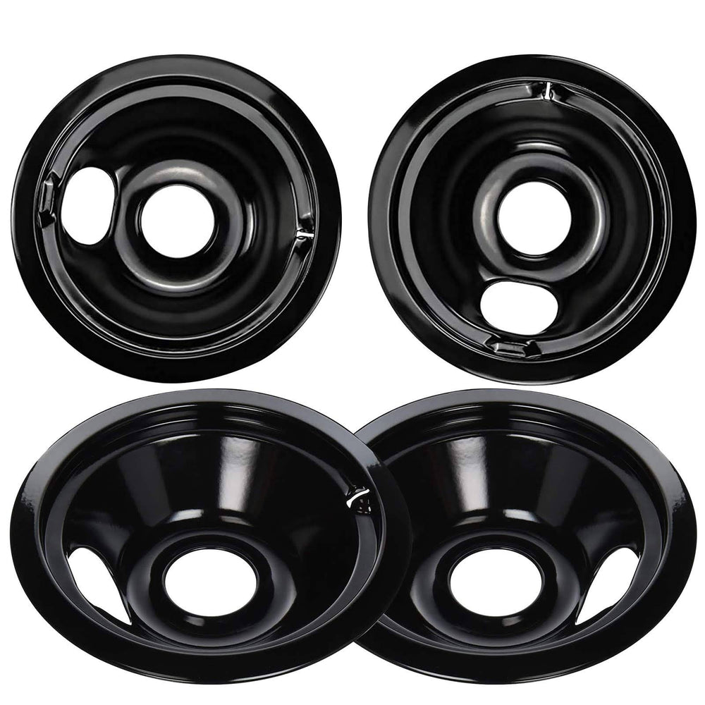 WB31M19 WB31M20 Drip Pan Bowl Set 4 Pack Compatible with GE Electric Range by APPLIANCEMATES Replacement Part 2 Pack for 8 inch and 2 Pack for 6 inch