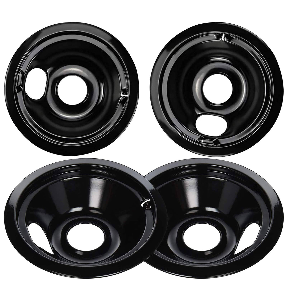WB31M19 WB31M20 Drip Pan Bowl Set 4 Pack Compatible with GE Electric Range by APPLIANCEMATES Replacement Part 2 Pack for 8 inch and 2 Pack for 6 inch