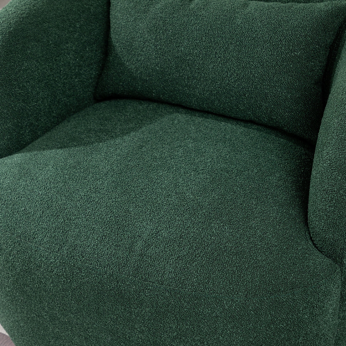 34" Wide Boucle Swivel Barrel Chair, No Assembly Round Upholstered Armchair Accent Chair Single Sofa Chair with Toss Pillow for Living Room and Bedroom, Taupe