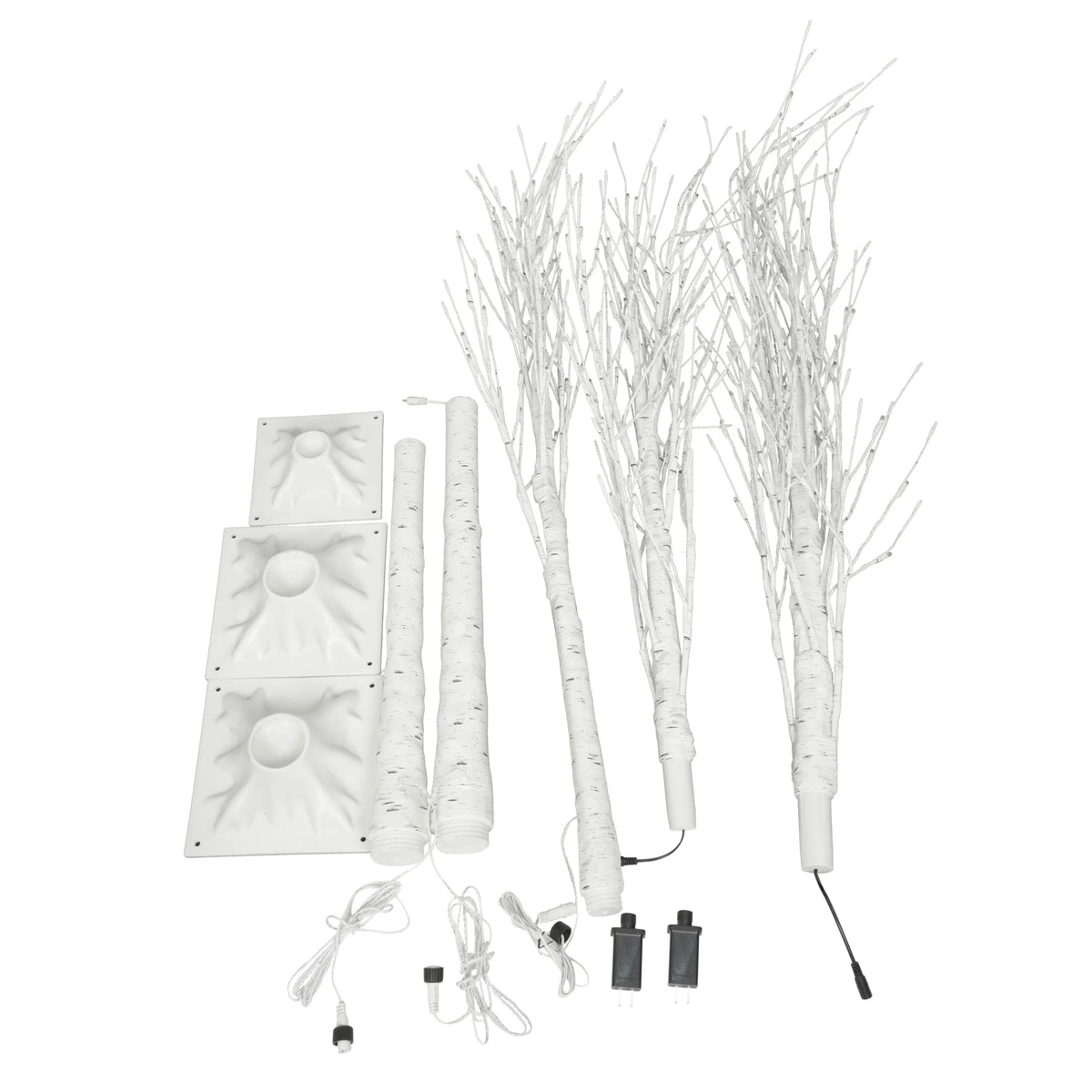 AECOJOY Set of Lighted Birch Tree, 4FT/5FT/6FT LED Artificial Tree with Warm White Lights, Christmas Tree for Decoration