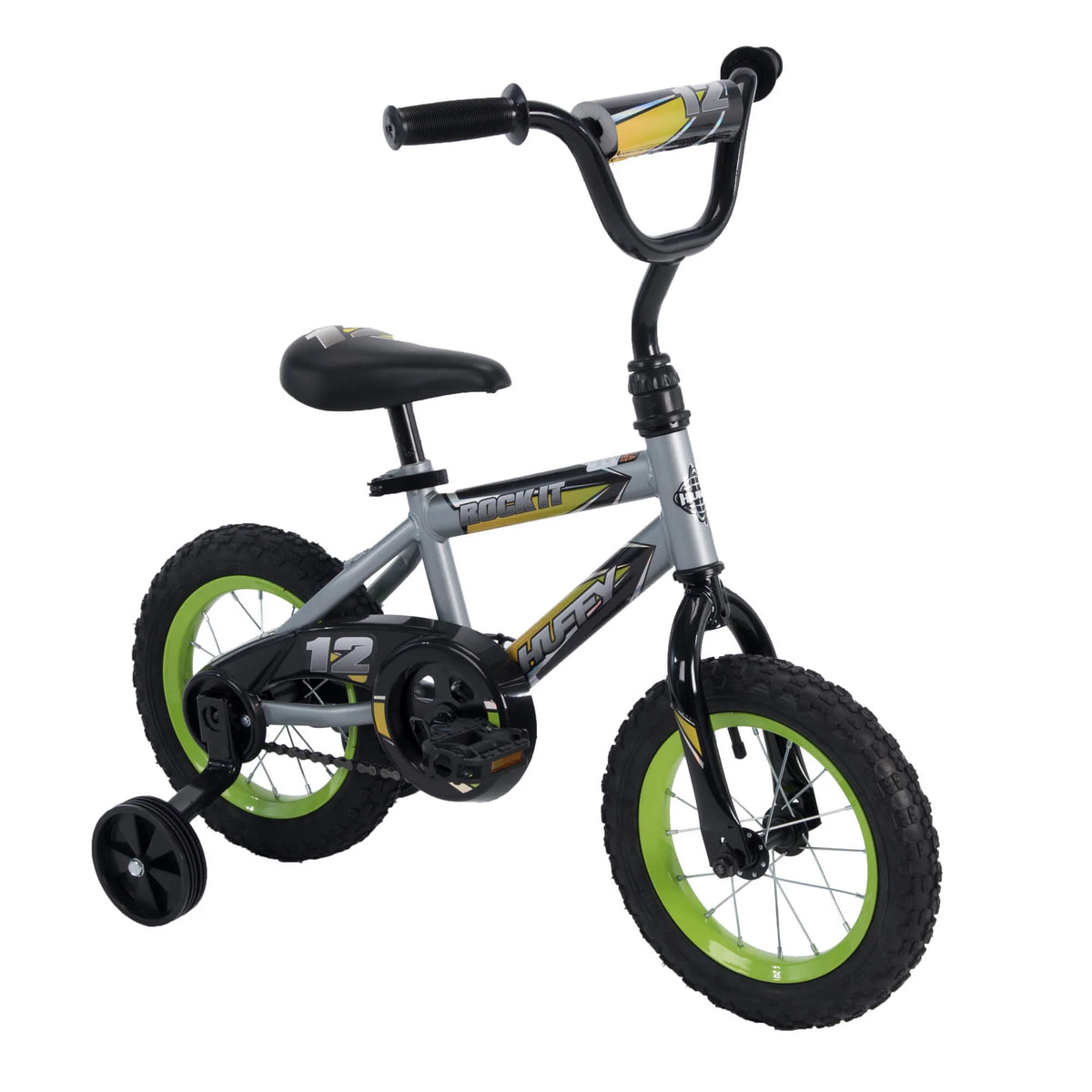 12 In. Rock It Boy Kids Bike, Grey Matte and Lime
