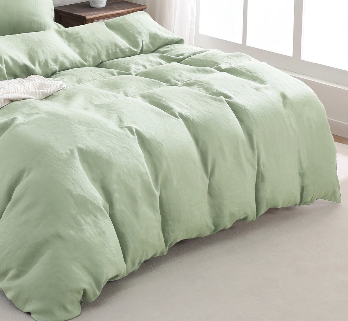 100% Pure Linen Duvet Cover with Button Closure and Corner Ties Soft & Breathable - Natural Full/Queen