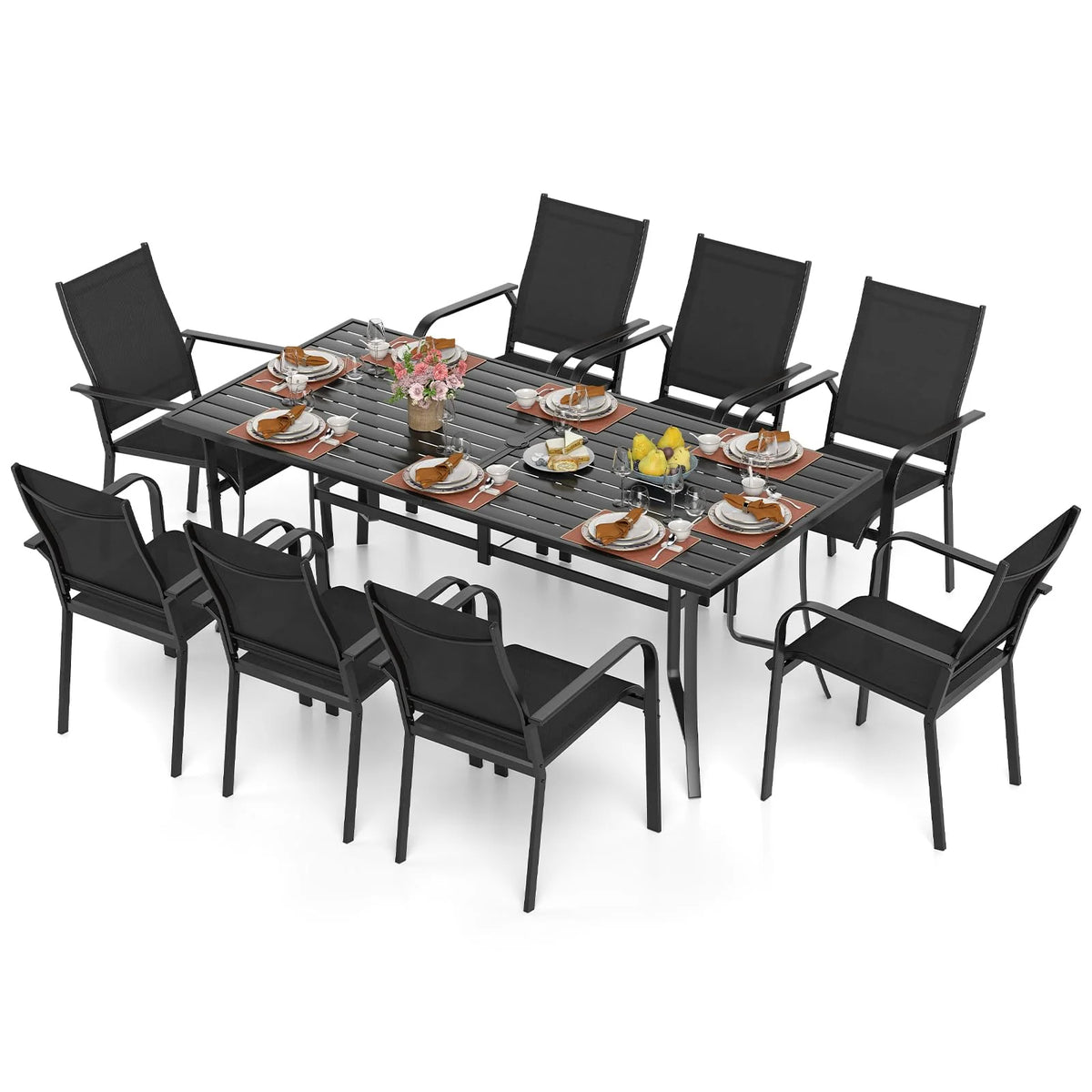 Tangkula 9 Pieces Patio Dining Set for 8