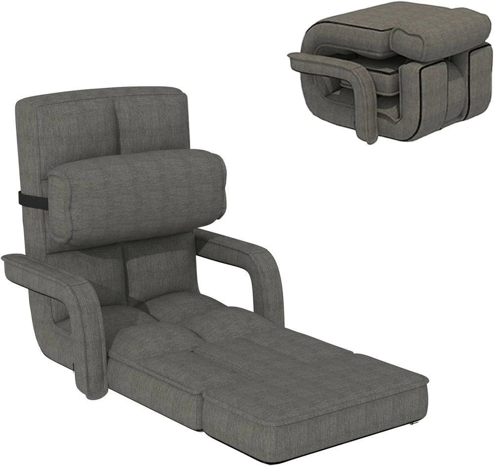 AECOJOY Floor Chair, Padded Folding Gaming Chair with 14-Level Adjustable Backrest, Portable Lazy Sofa