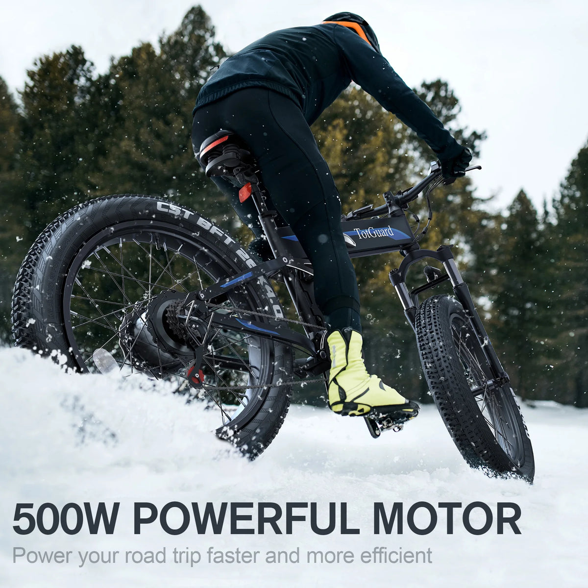 Totguard 26"x4" Electric Bike, Fat Tire 500W Ebike, Foldable Electric Bicycles E Bikes for Adults Electric 48V 10ah Battery, Dual Shock Absorber, Lockable Fork UL2849