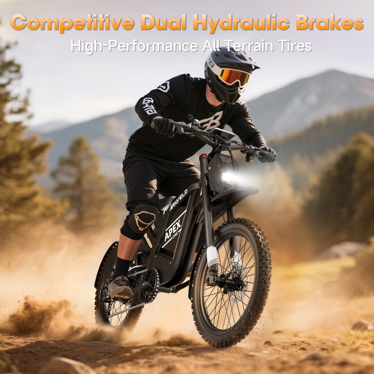Arkveld Electric Bike for Adults, Peak - 3000W, Max 40MPH and 80miles Electric Motorcycle, 25" Fat Tire Dirt Bike, APEX1 7 - Speed E - Bike,white