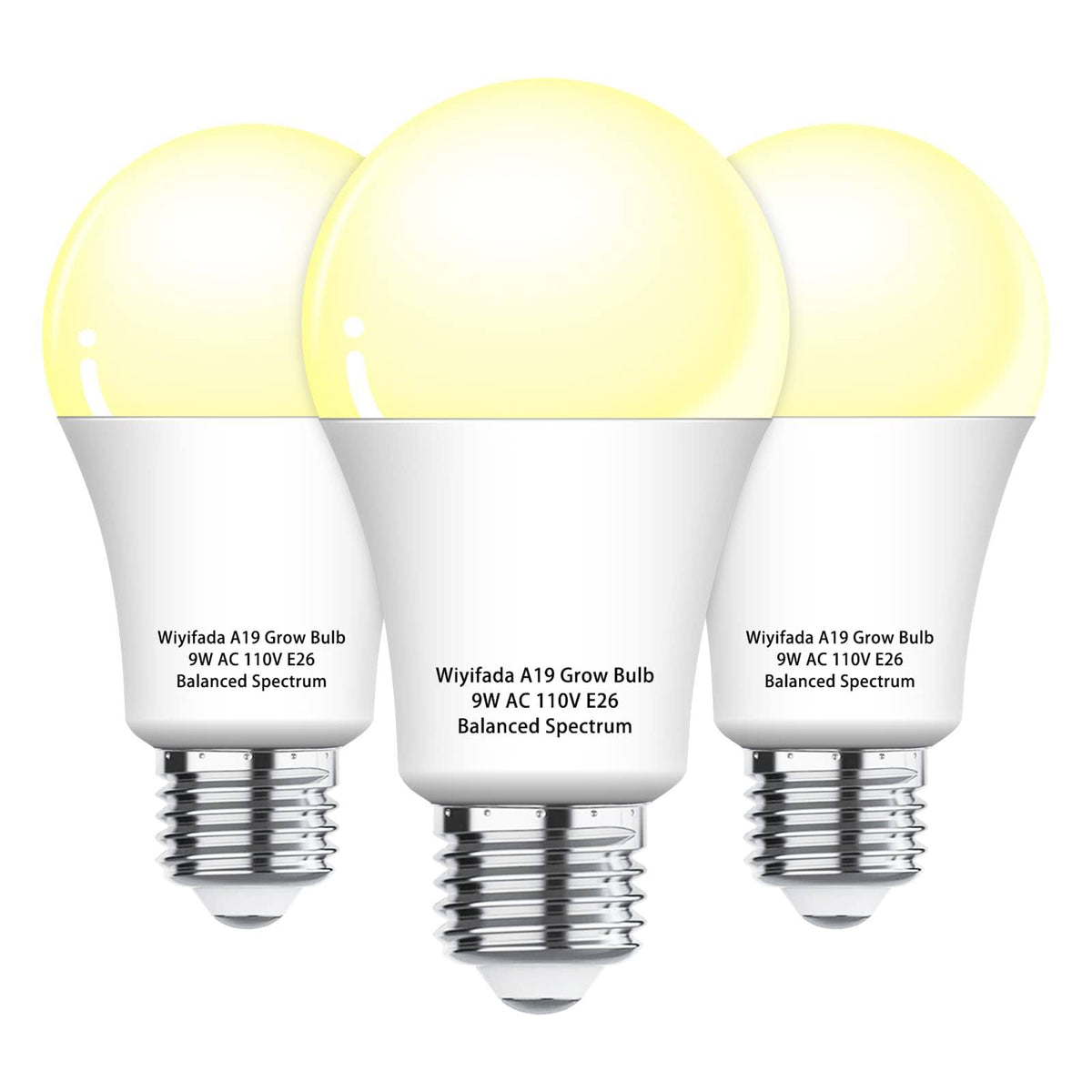 3 Pack A19 Full Spectrum LED Bulb Indoor Grow Light