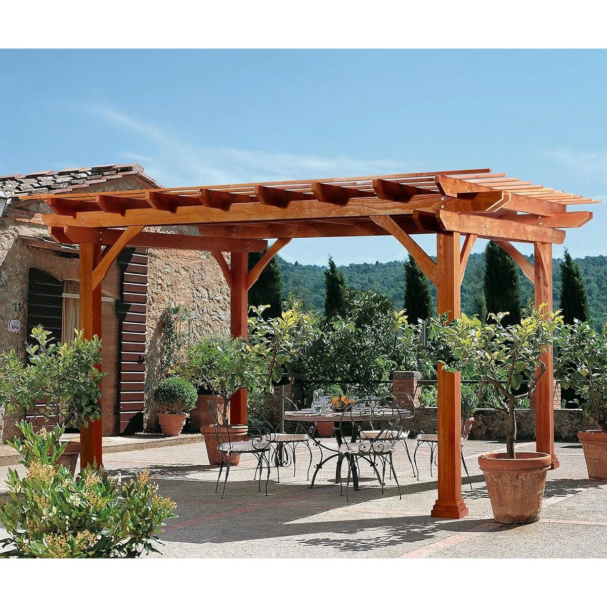 AECOJOY Wood Pergola 12'x10' Gazebo, Outdoor Pergola for Patio Deck Garden Backyard and Patio