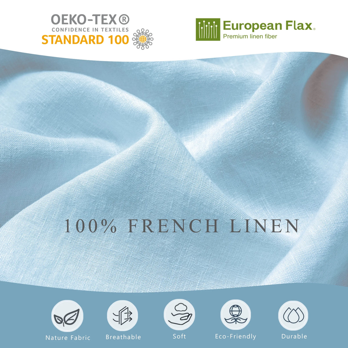 100% Pure Linen Duvet Cover with Button Closure and Corner Ties Soft & Breathable - Natural Full/Queen