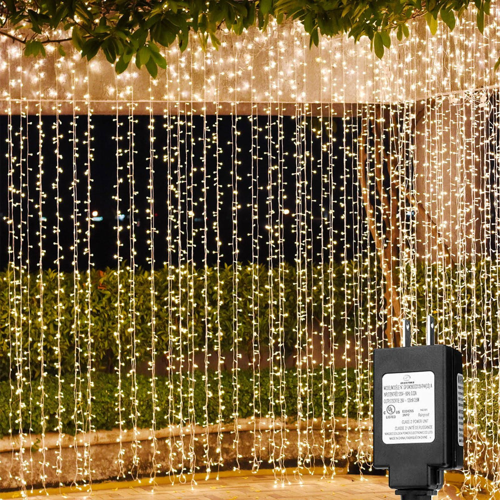 Solhice LED Curtain Lights Outdoor 40ft x10ft, 800 LED Plug in Hanging Window String Lights Indoor, Twinkle Lights Backdrop for