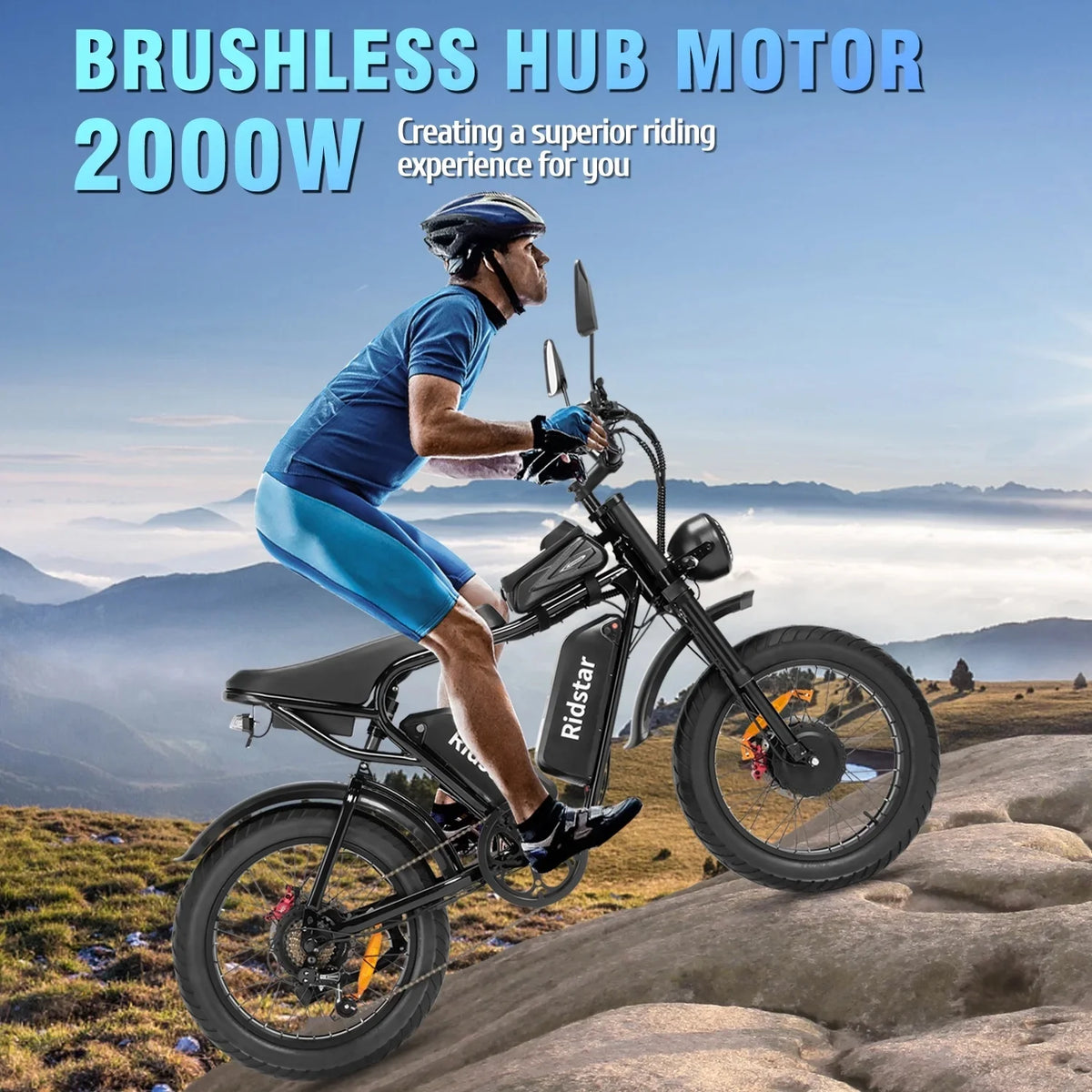 Ridstar Electric Bike for Adults, Peak 1500W 30MPH, 48V 15.6ah Electric Bicycle, Full Suspension Mountain Bike UL2849