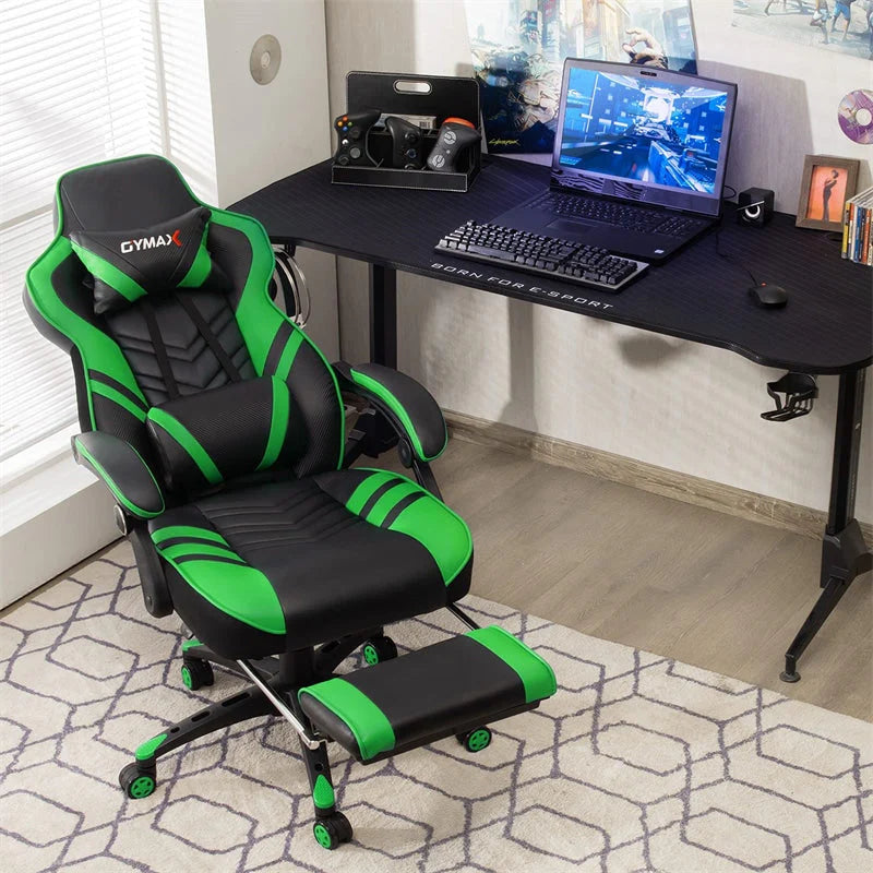 Ergonomic Gaming Chair Recliner with Footrest, Linkage Armrests & Lumbar Support, Big Wide High Back Swivel Video Gaming Office Computer Chair