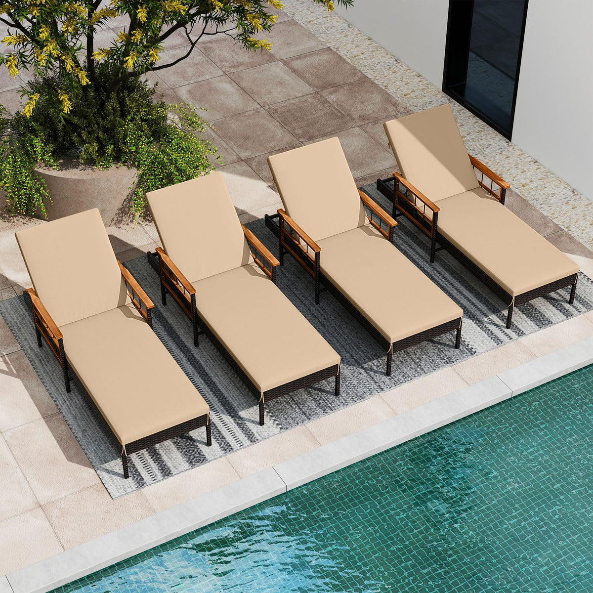 Tangkula Lounge Chair Outdoor with Soft Cushions for Outside