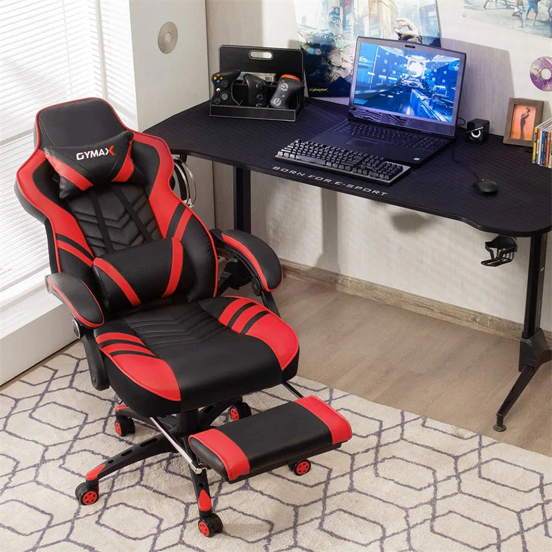 Ergonomic Gaming Chair Recliner with Footrest, Linkage Armrests & Lumbar Support, Big Wide High Back Swivel Video Gaming Office Computer Chair