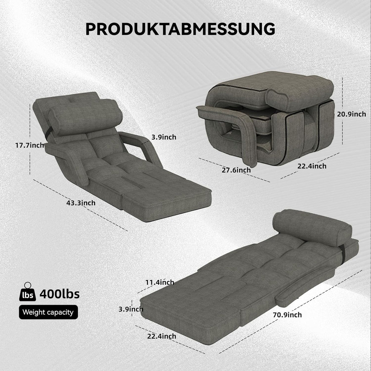 AECOJOY Floor Chair, Padded Folding Gaming Chair with 14-Level Adjustable Backrest, Portable Lazy Sofa