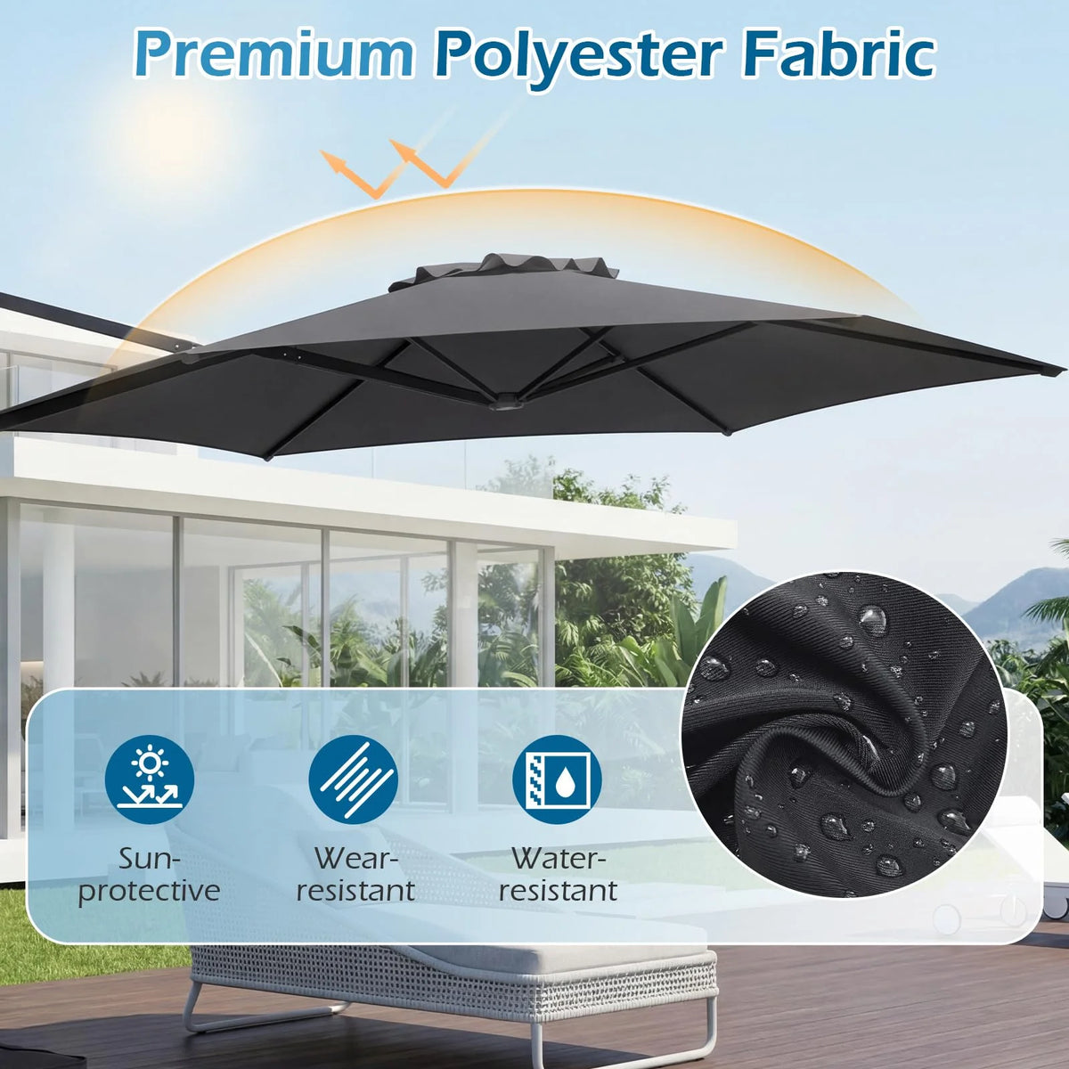 Tangkula 10FT Patio Umbrella Offset Cantilever Outdoor Umbrella