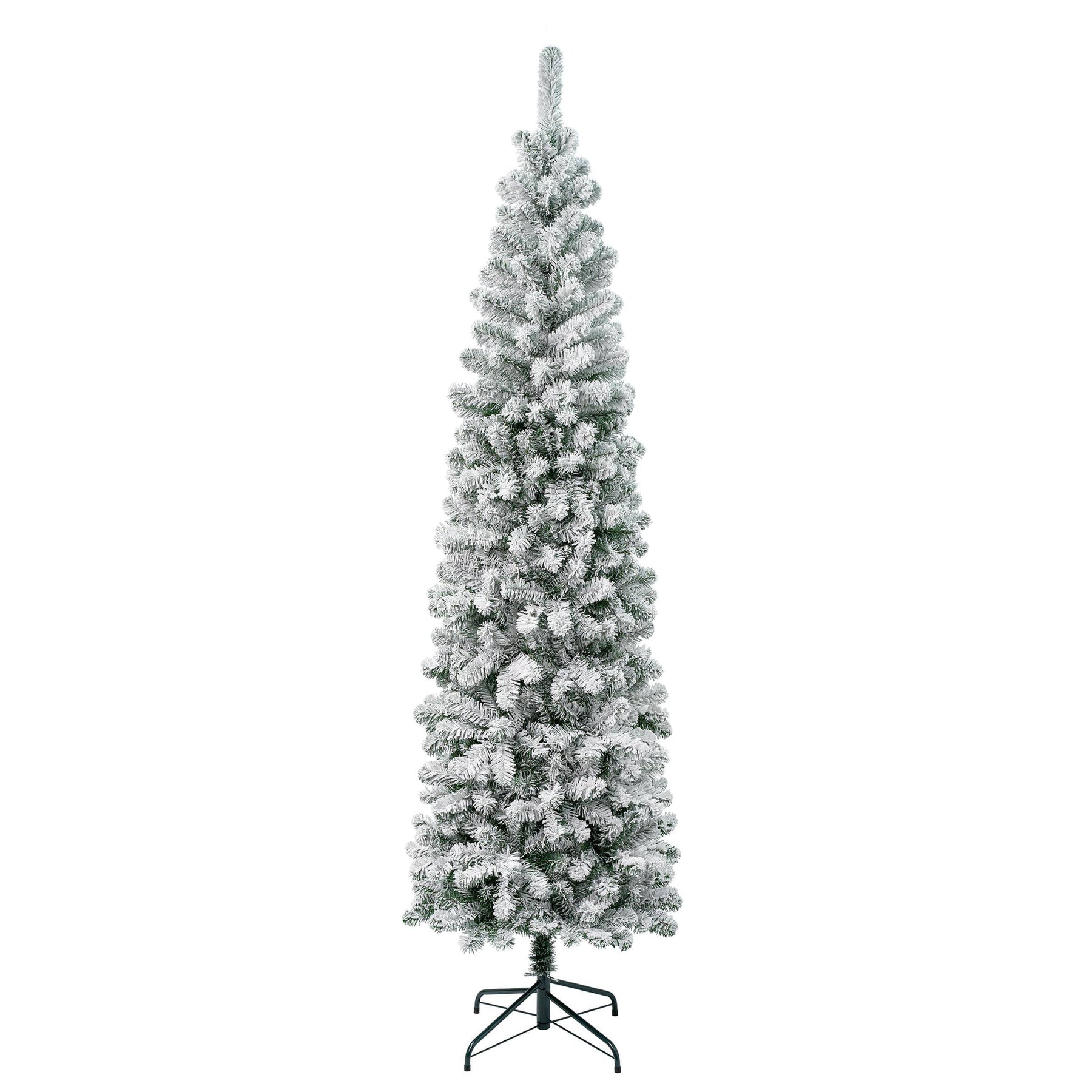 National Tree Company First Traditions Acacia Flocked Tree Slim Christmas Tree, 7.5 ft, Green