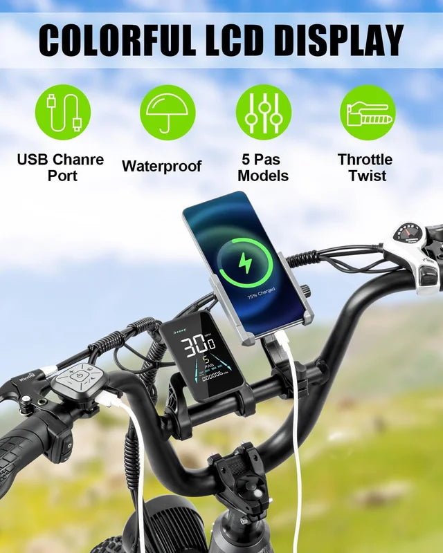 Electric Bike for Adults 20'', 800W UL2849 48V 32AH 110miles Long Range Ebike up to 30mph Full Suspension E - Mountain Bike 4.0 Fat Tire Off - Road, 2 Seats Outdoor Dual Disc Brakes Electric Bicycle