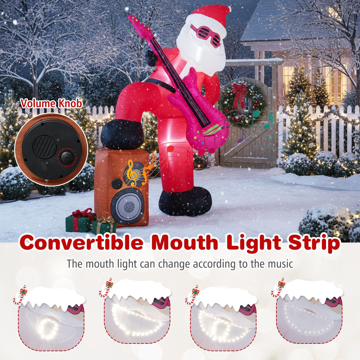 Tangkula 8.4 ft Inflatable Santa Claus Playing Guitar for Christmas