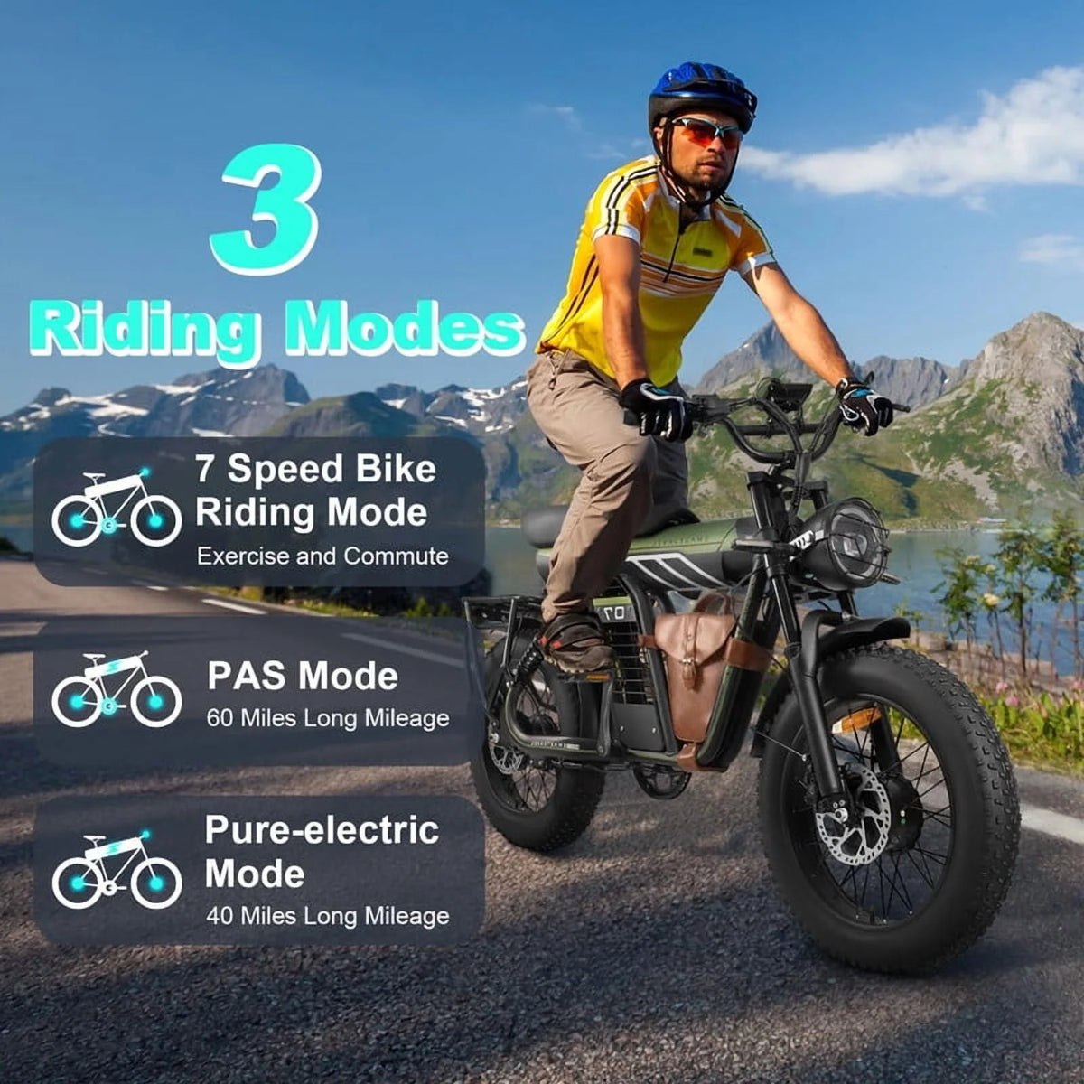 3000W(Peak) Motor 35MPH SMARTRAVEL ST202 Electric Dirt Bike for Adults, 52V50AH Dual Battery Ebike, 92+ Miles Range, 20" Motorcycle Tire UL2849 Certified, Full Suspension