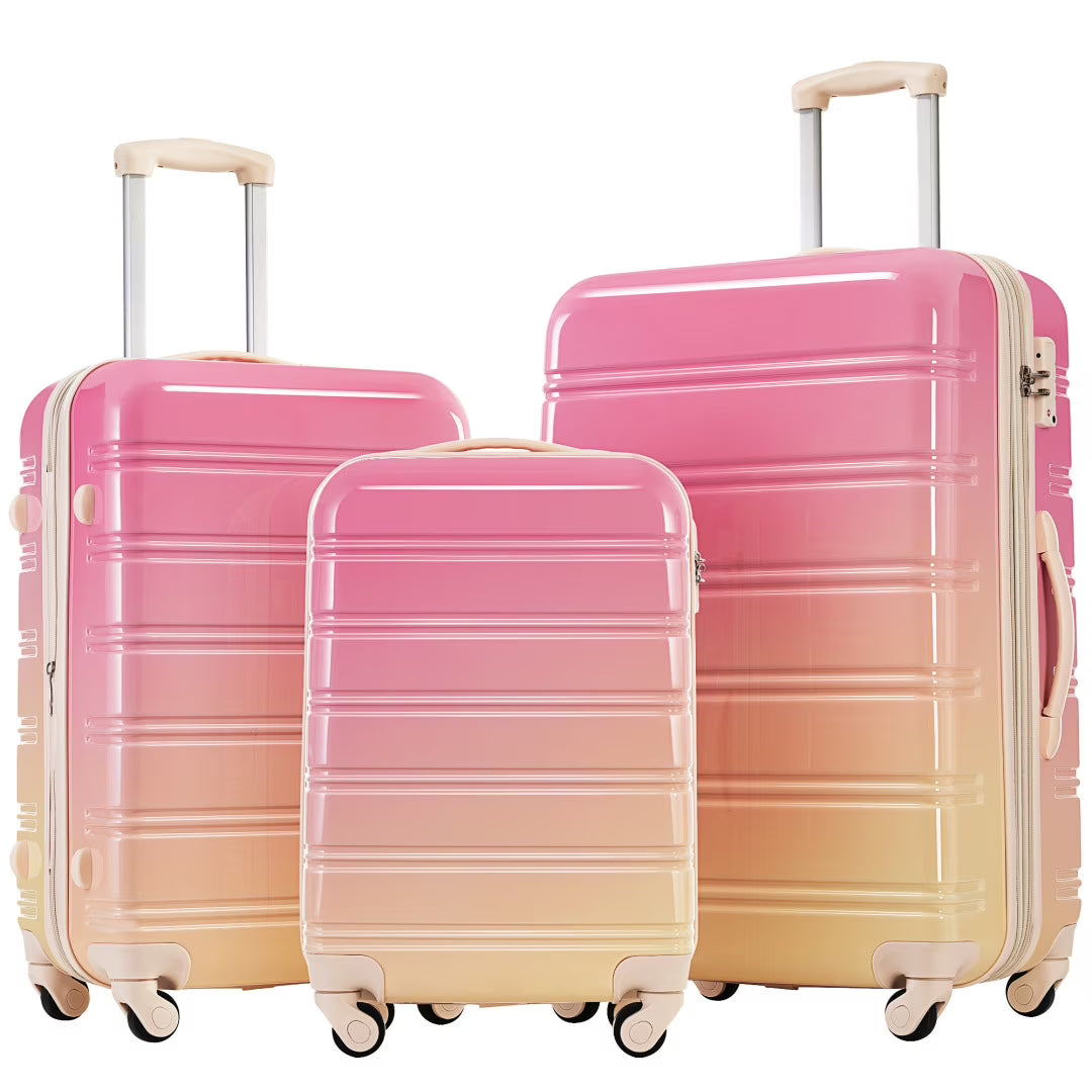 3 Piece Luggage Sets, Hard Shell Suitcase 20/24/28 in with TSA Lock and Spinner Wheels, Expandable Lightweight Travel Luggage for Men Women, Multicolor Purple