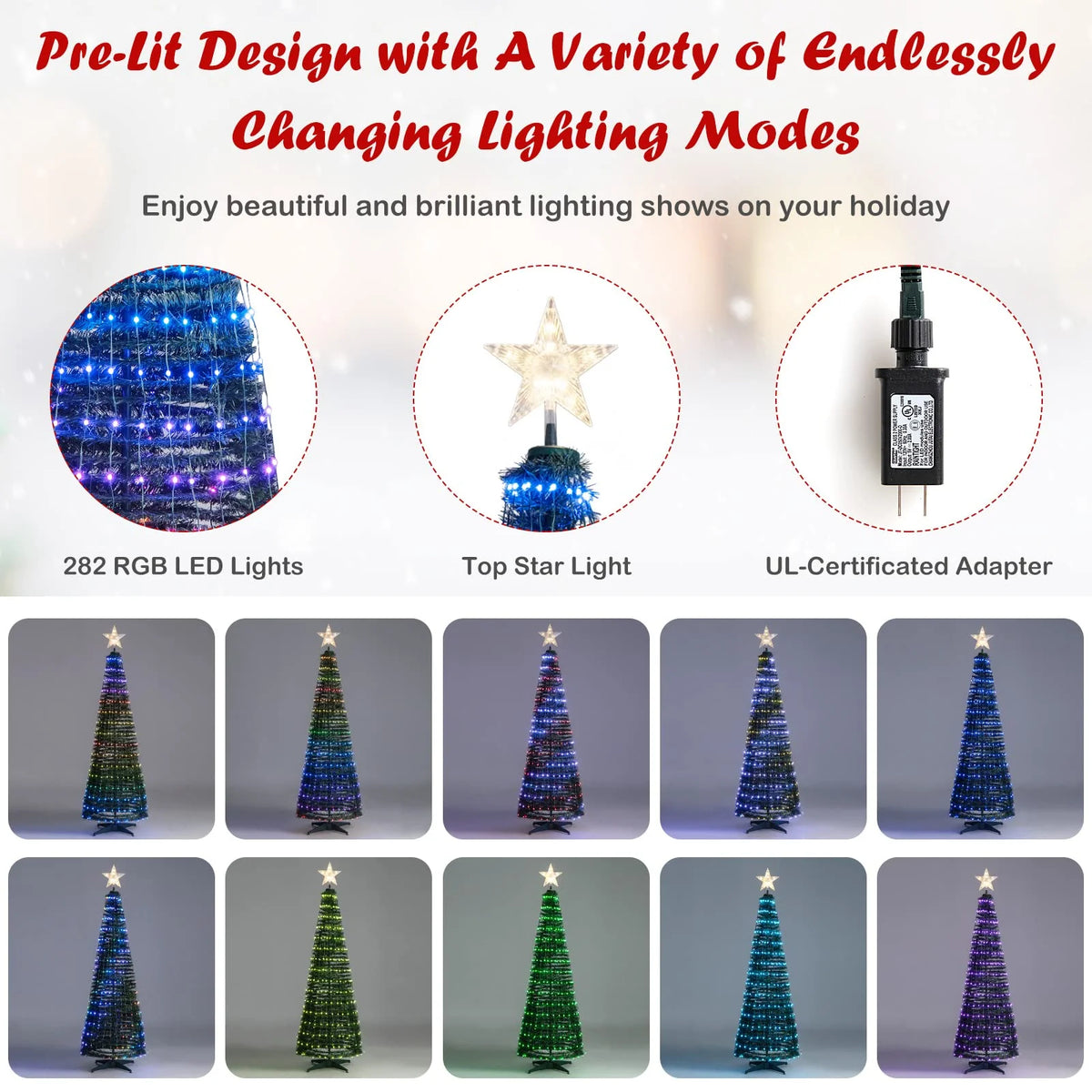 Tangkula 6.2FT Pop-Up Christmas Tree with 282 LED Lights