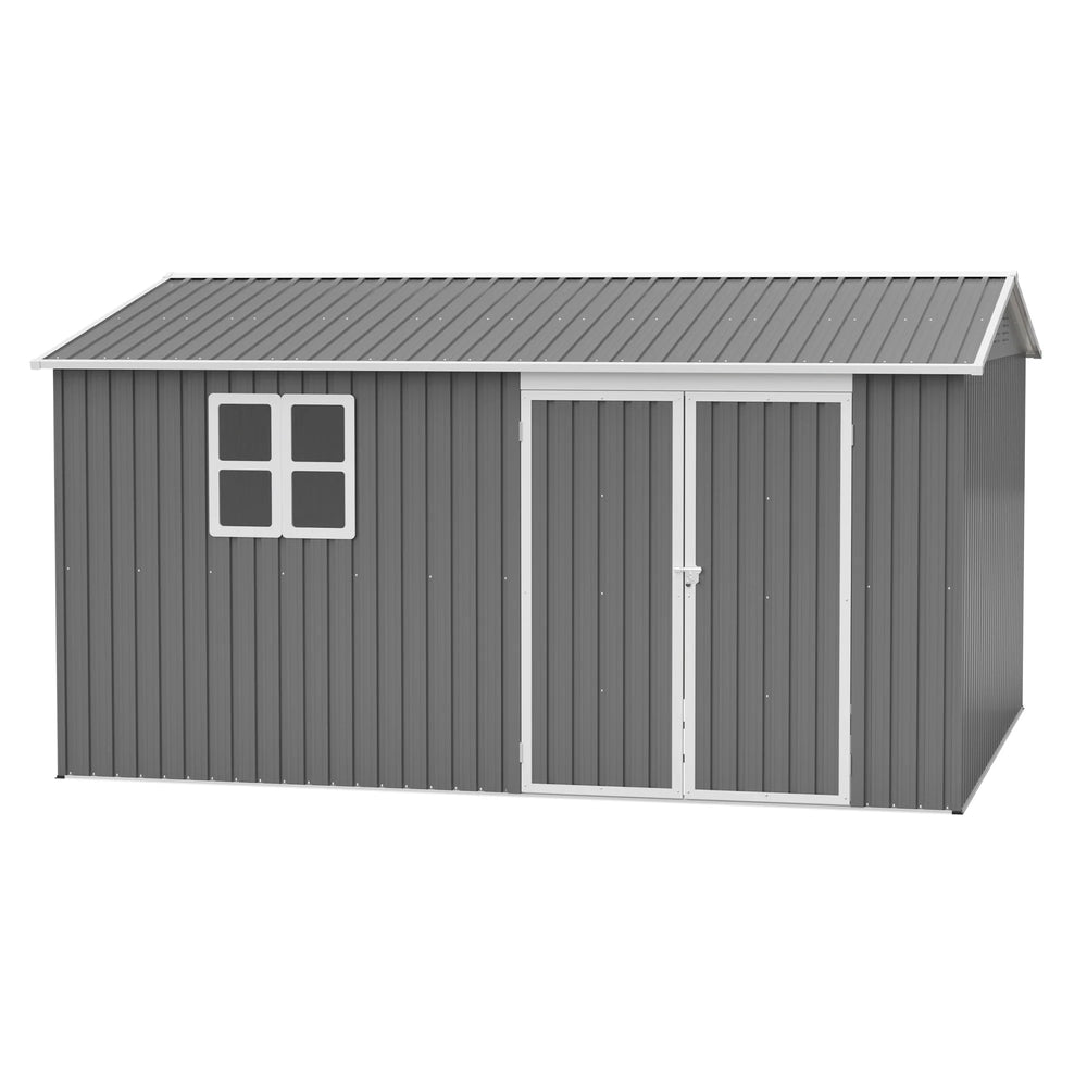 AECOJOY 12x10 FT Outdoor Storage Shed Metal, Large Garden Tool Sheds, Waterproof Steel Utility Storage Building