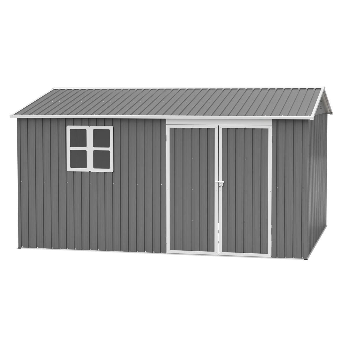 AECOJOY 12x10 FT Outdoor Storage Shed Metal, Large Garden Tool Sheds, Waterproof Steel Utility Storage Building