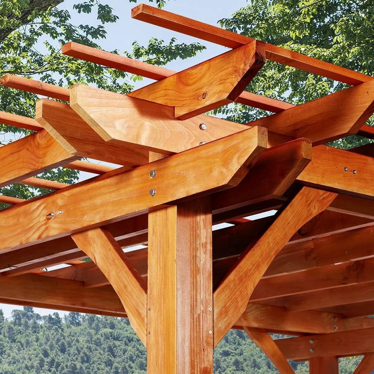 AECOJOY Wood Pergola 12'x10' Gazebo, Outdoor Pergola for Patio Deck Garden Backyard and Patio