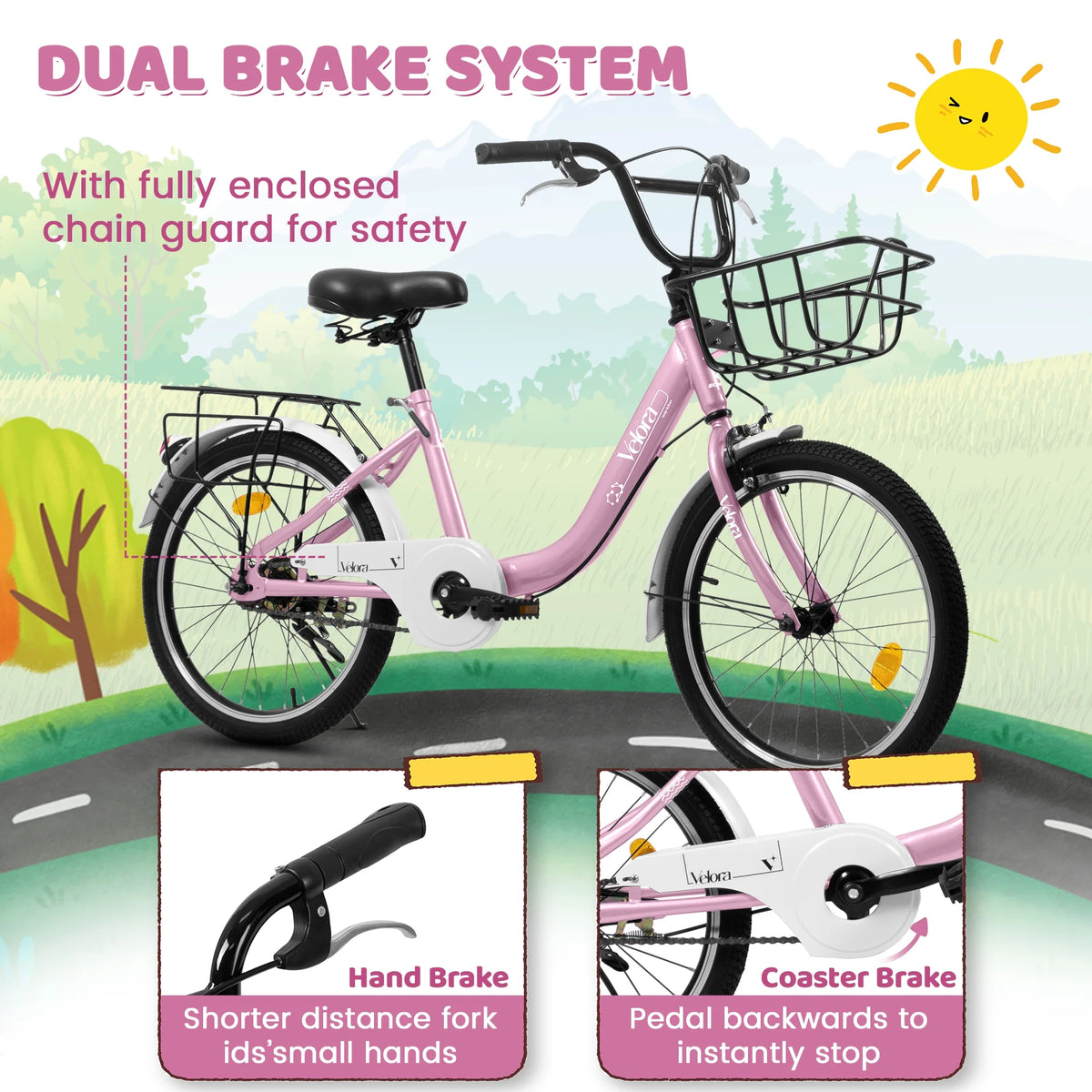 20 in Kids Bike for Boys & Girls Age 5 - 10, Children'S Bicycle with Front Basket & Rear Rack, Commuter Bike for School & Leisure