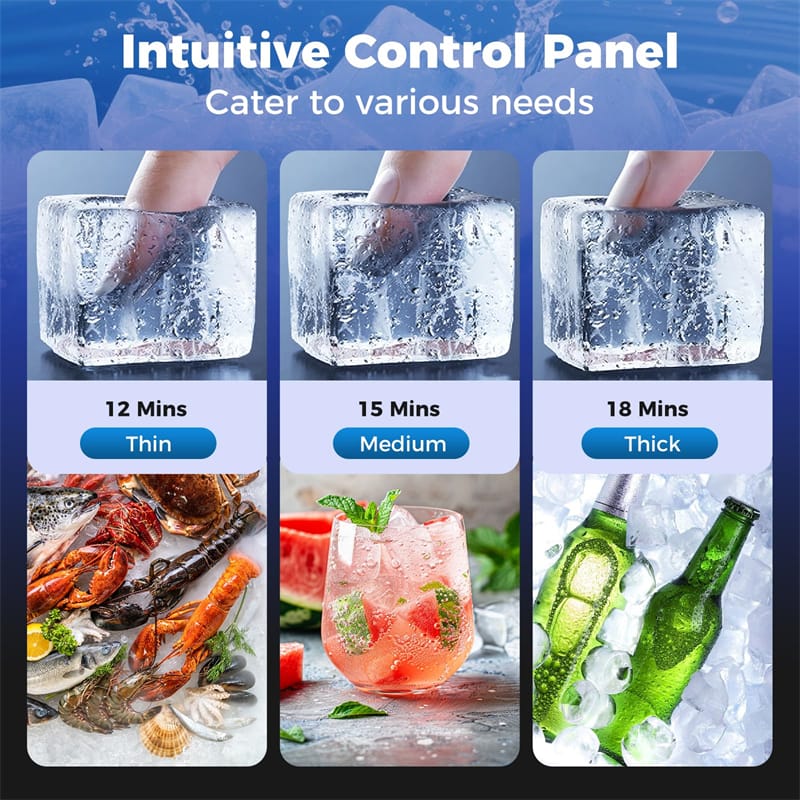 110 LBS/24H Commercial Ice Maker, 15" Built-in Undercounter Ice Machine with 25 LBS Storage & Reversible Door for Home Bar, Restaurant